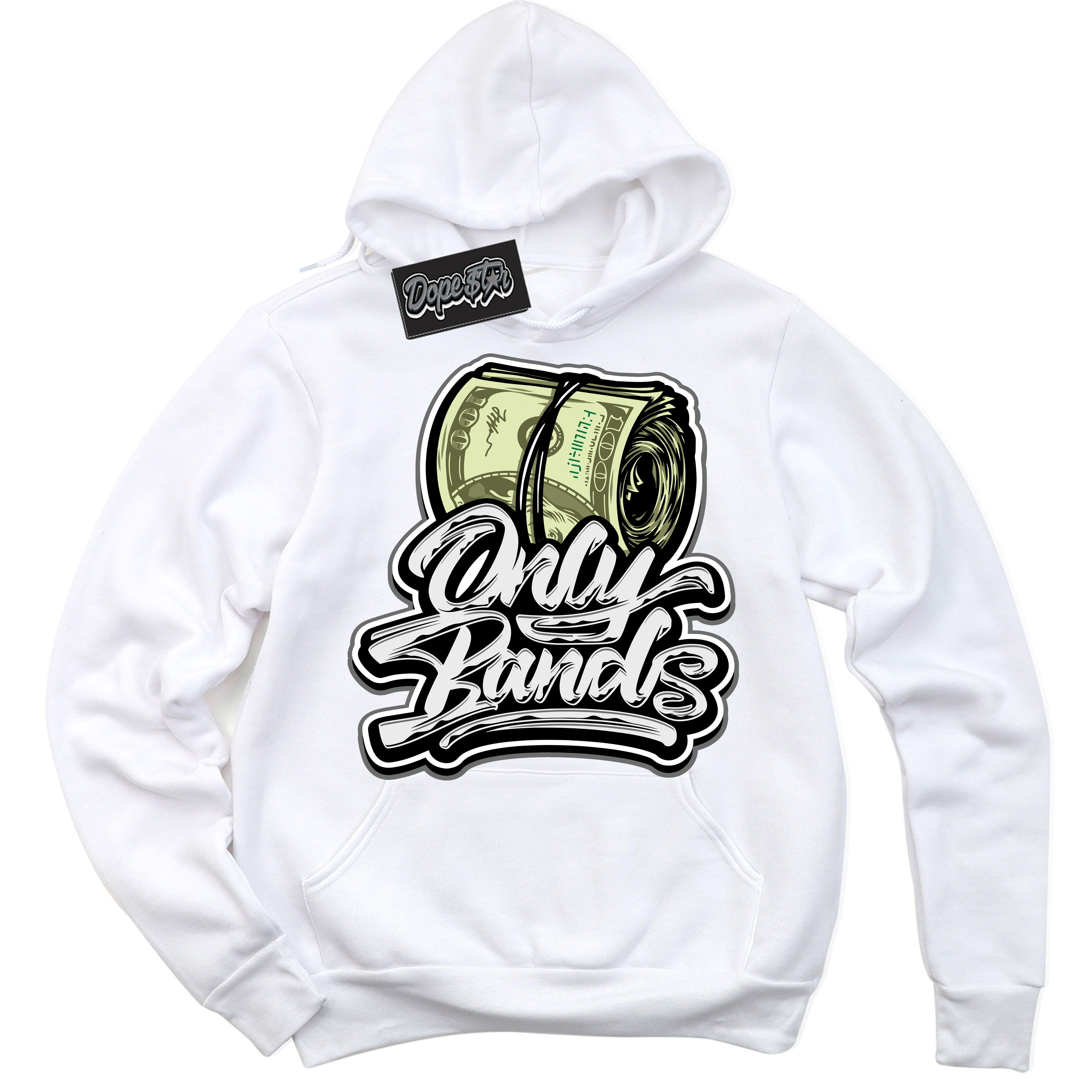 Cool White Hoodie with “Only Bands” design that Perfectly Matches Iron Grey 1s Jordans.