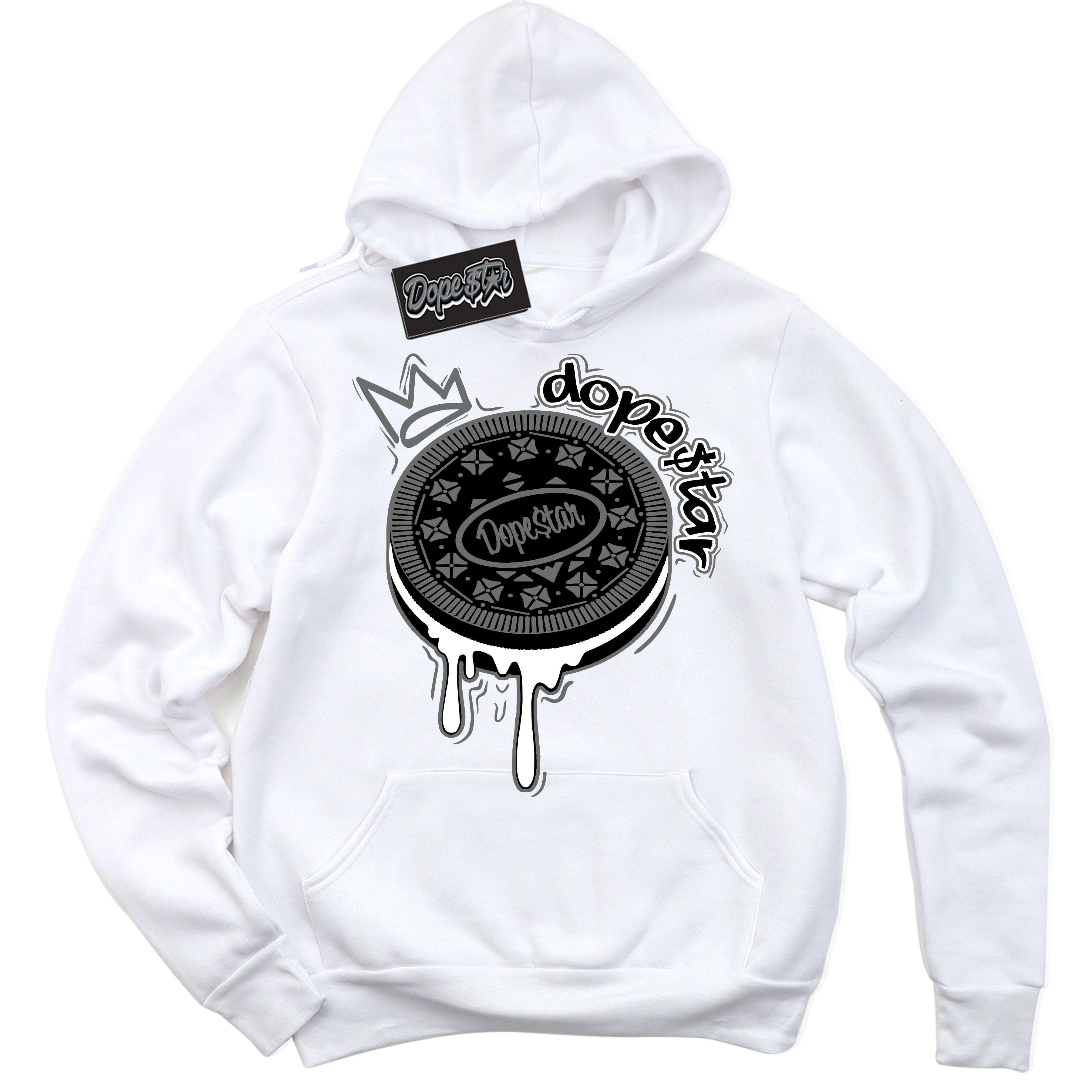 Cool White Hoodie with “Oreo DS” design that Perfectly Matches Iron Grey 1s Jordans.