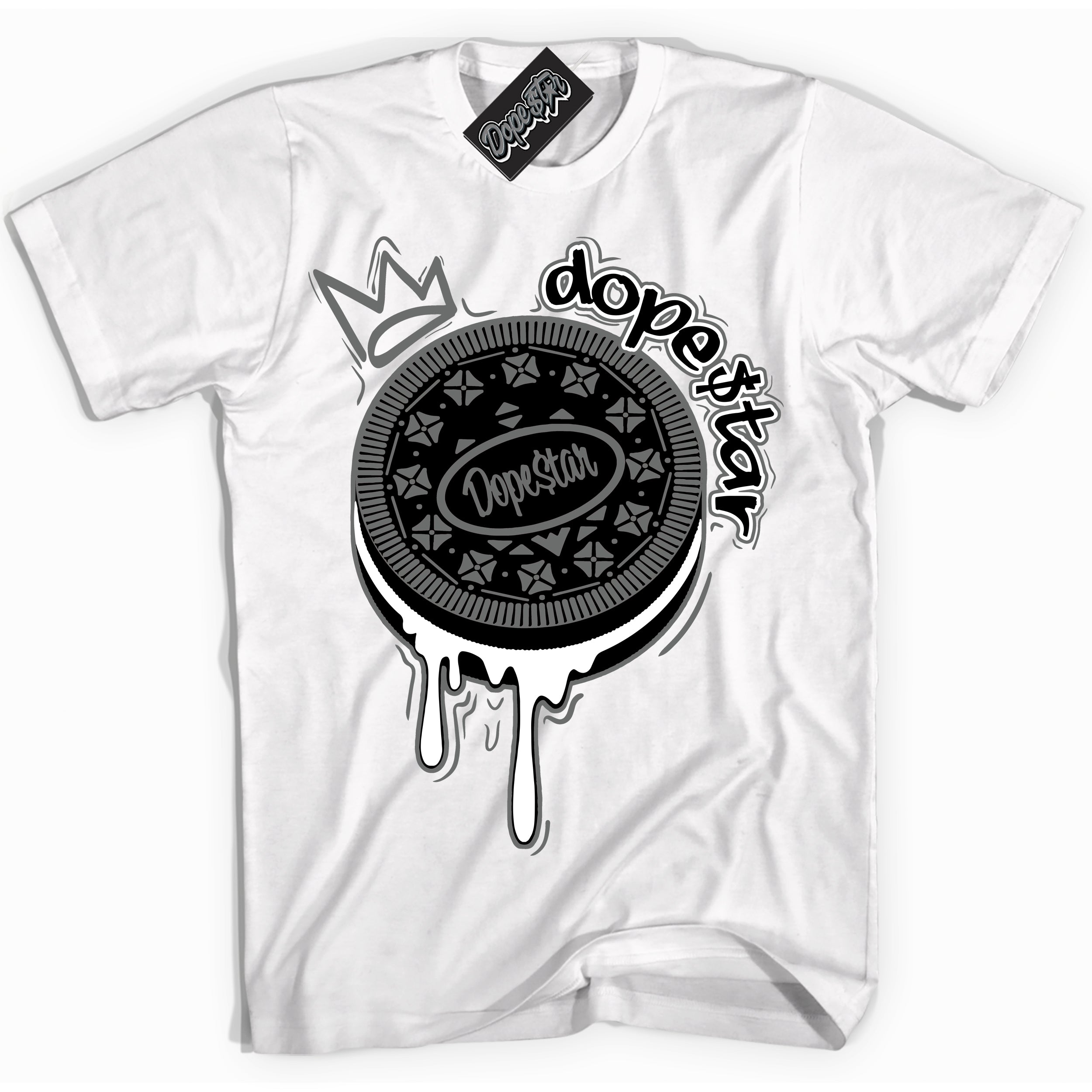 Cool White Shirt with “Oreo DS” design that perfectly matches the Iron Grey 1s Jordans.