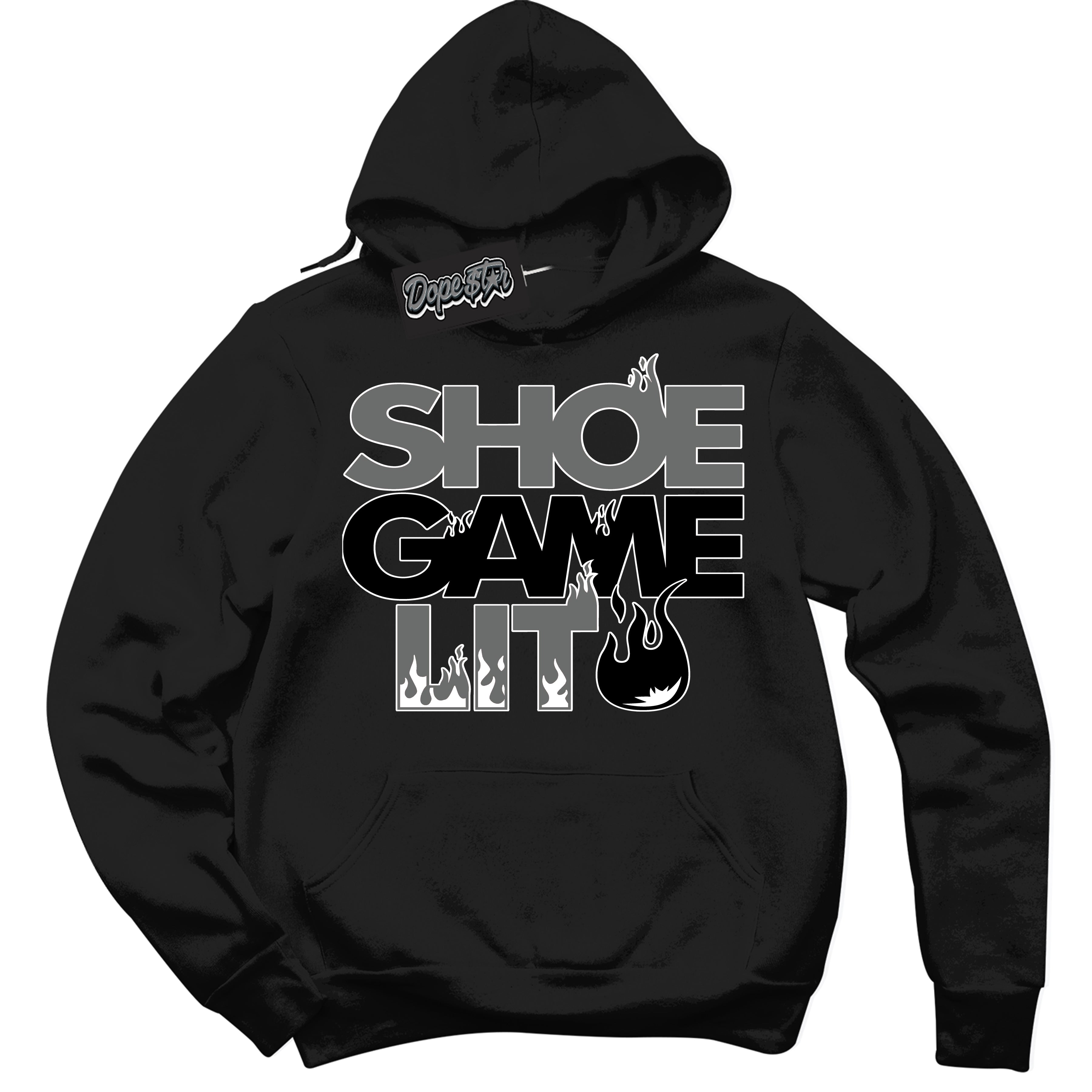 AJ1 Retro Low Iron Grey 'Shoe Game Lit' Hoodie- Black Streetwear Mockup | Sneakerhead Hoodie Matching Iron Grey AJ1 Lows | Limited Edition Jordan 1 Iron Grey hoodie for Men & Women | Drip with Your Iron Grey 1s Kicks | Sneaker head Fashion Must-Have.