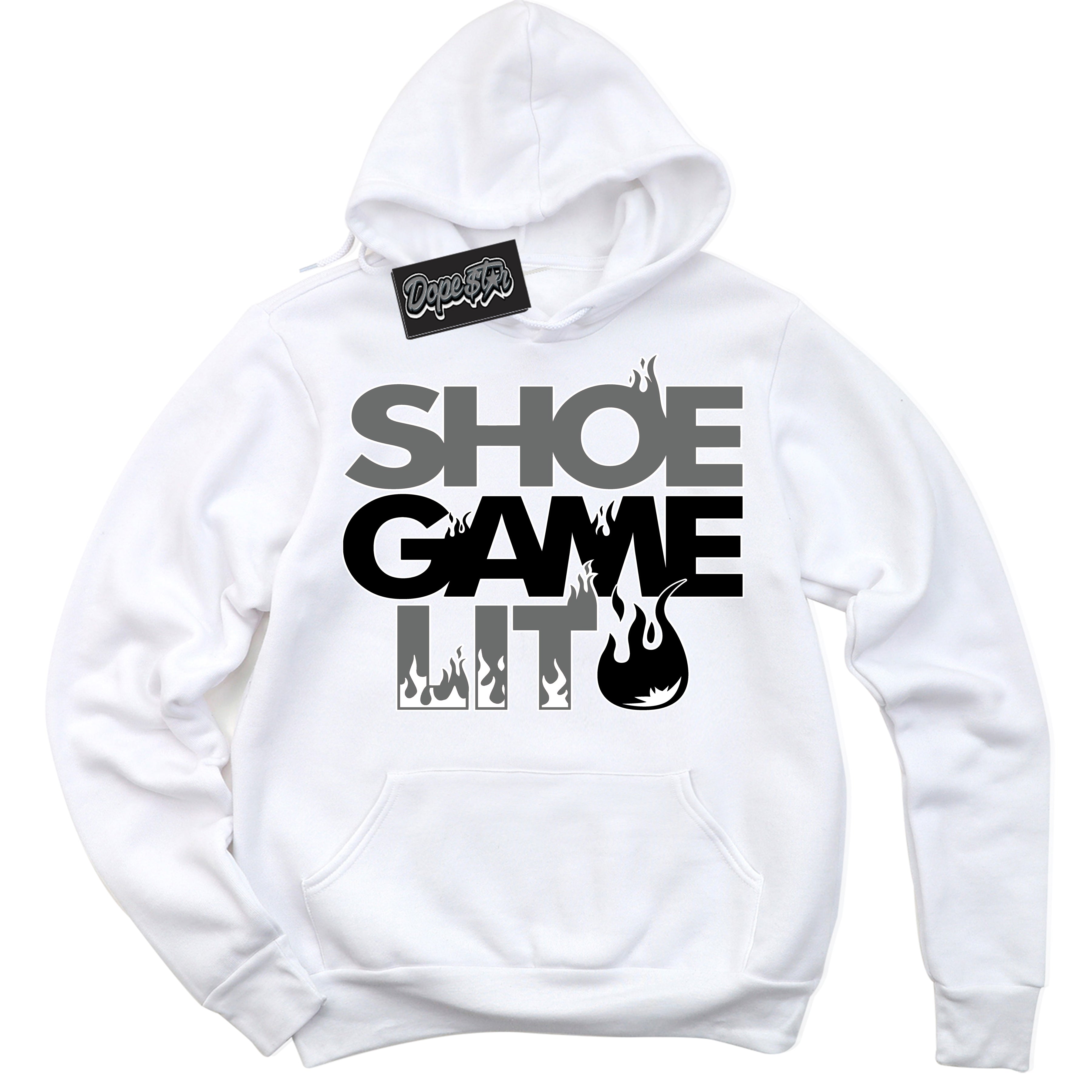 AJ1 Retro Low Iron Grey 'Shoe Game Lit' Hoodie- White Streetwear Mockup | Sneakerhead Hoodie Matching Iron Grey AJ1 Lows | Limited Edition Jordan 1 Iron Grey hoodie for Men & Women | Drip with Your Iron Grey 1s Kicks | Sneaker head Fashion Must-Have.