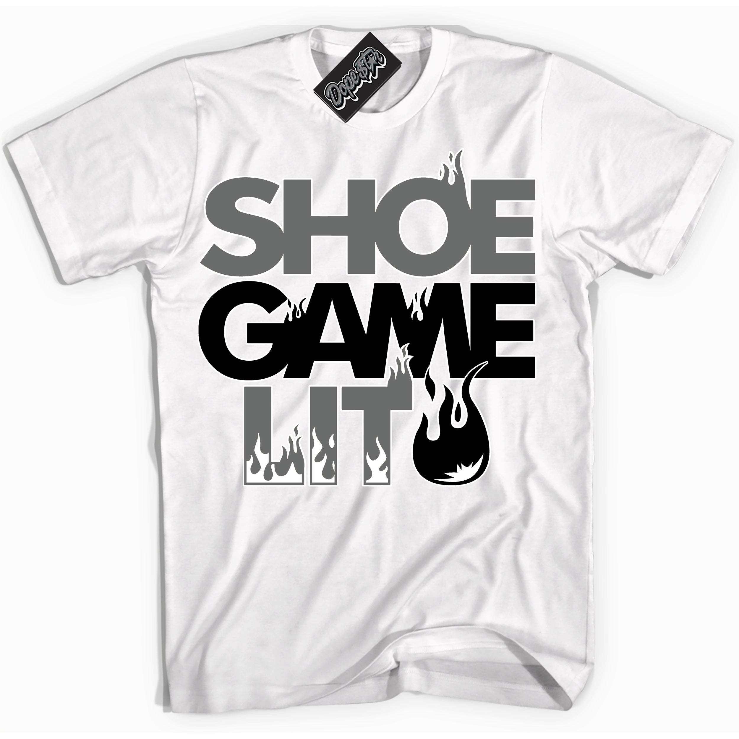 AJ1 Retro Low Iron Grey 'Shoe Game Lit' Shirt - White Streetwear Mockup | Sneakerhead T-shirt Matching Iron Grey AJ1 Lows | Limited Edition Jordan 1 Iron Grey Shirt for Men & Women | Drip with Your Iron Grey 1s Kicks | Sneaker head Fashion Must-Have.