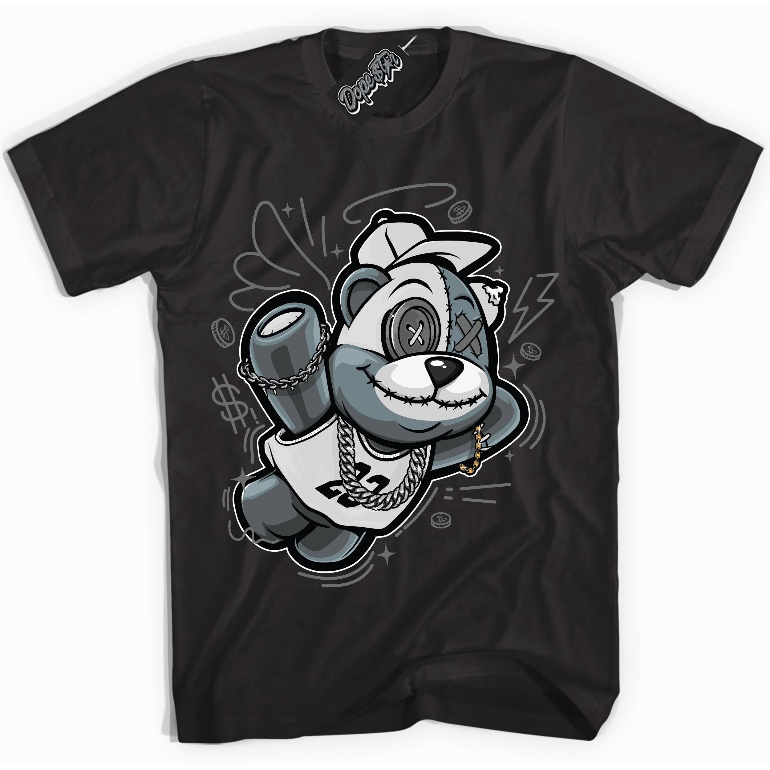 Cool Black Shirt with “Slam Dunk Bear” design that perfectly matches the Iron Grey 1s Jordans.