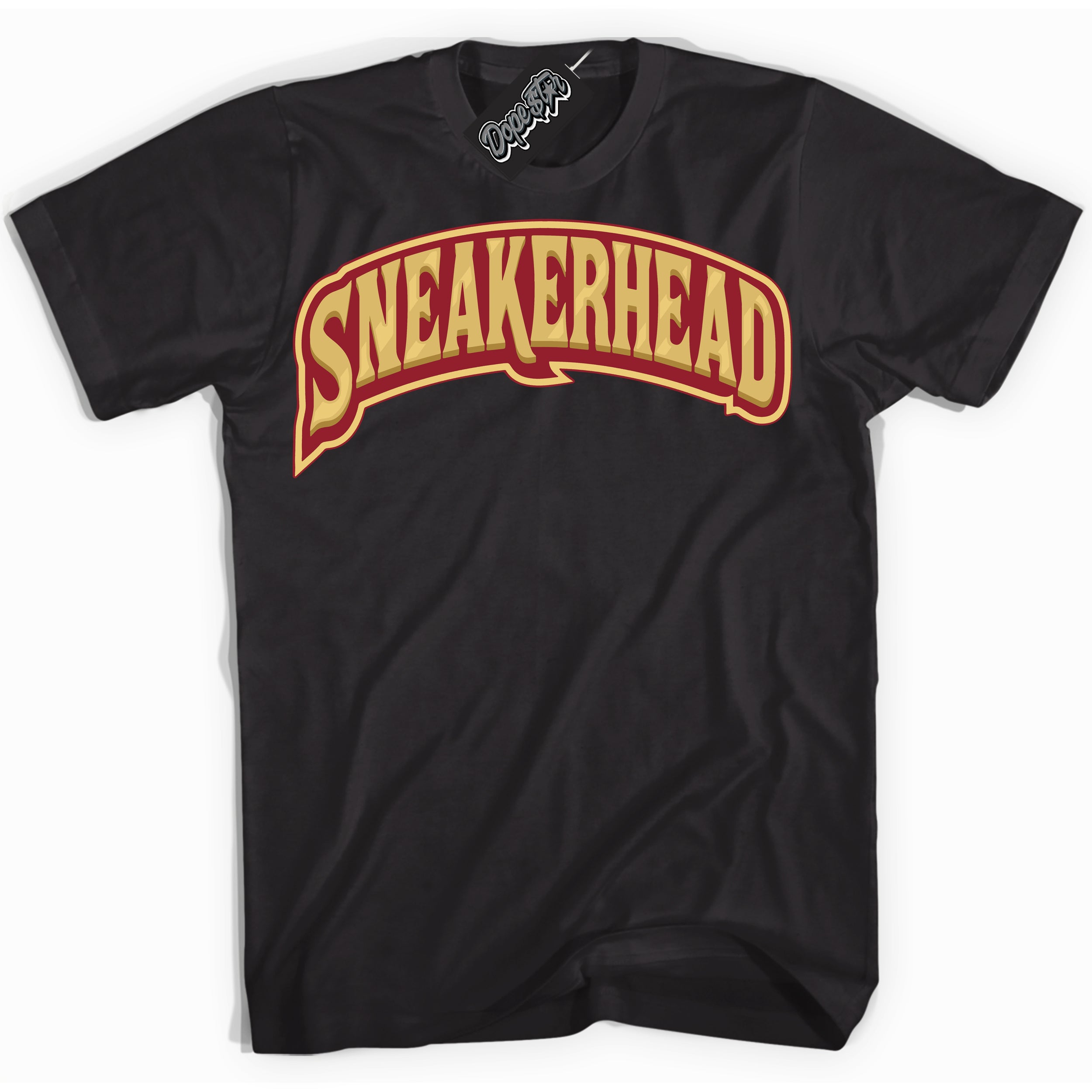 Cool Black Shirt with “ Sneakerhead ” design that perfectly matches Method of Make Gym Red Metallic Gold 1s Jordans.
