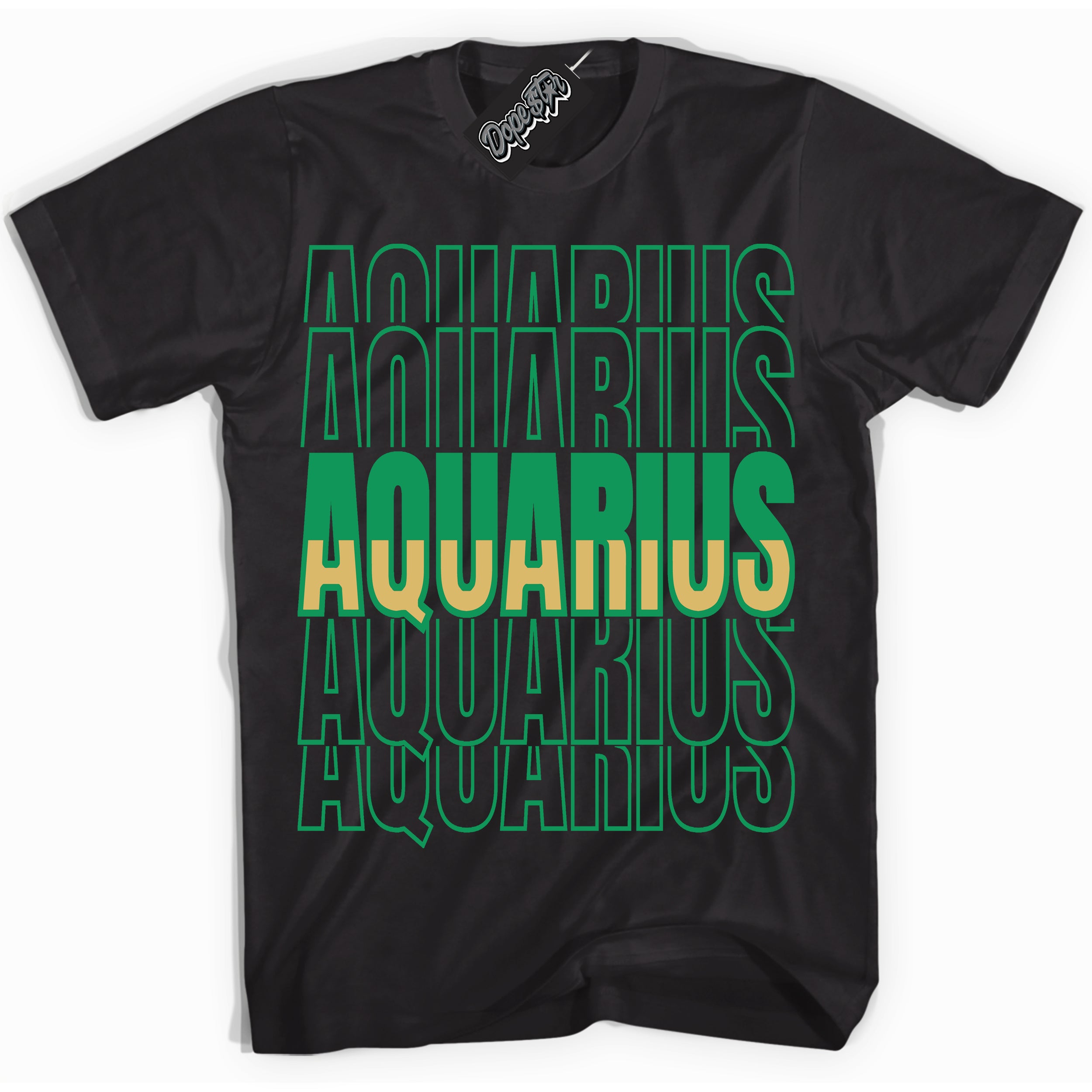 Cool Black Shirt with “Aquarius” design that perfectly matches the Method of Make Lucky Green 1s Jordans.