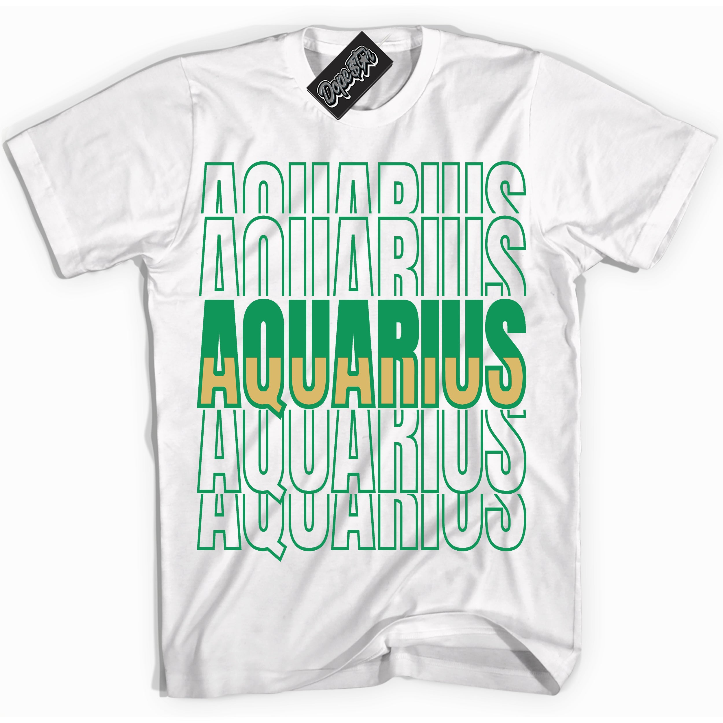 Cool White Shirt with “Aquarius” design that perfectly matches the Method of Make Lucky Green 1s Jordans.