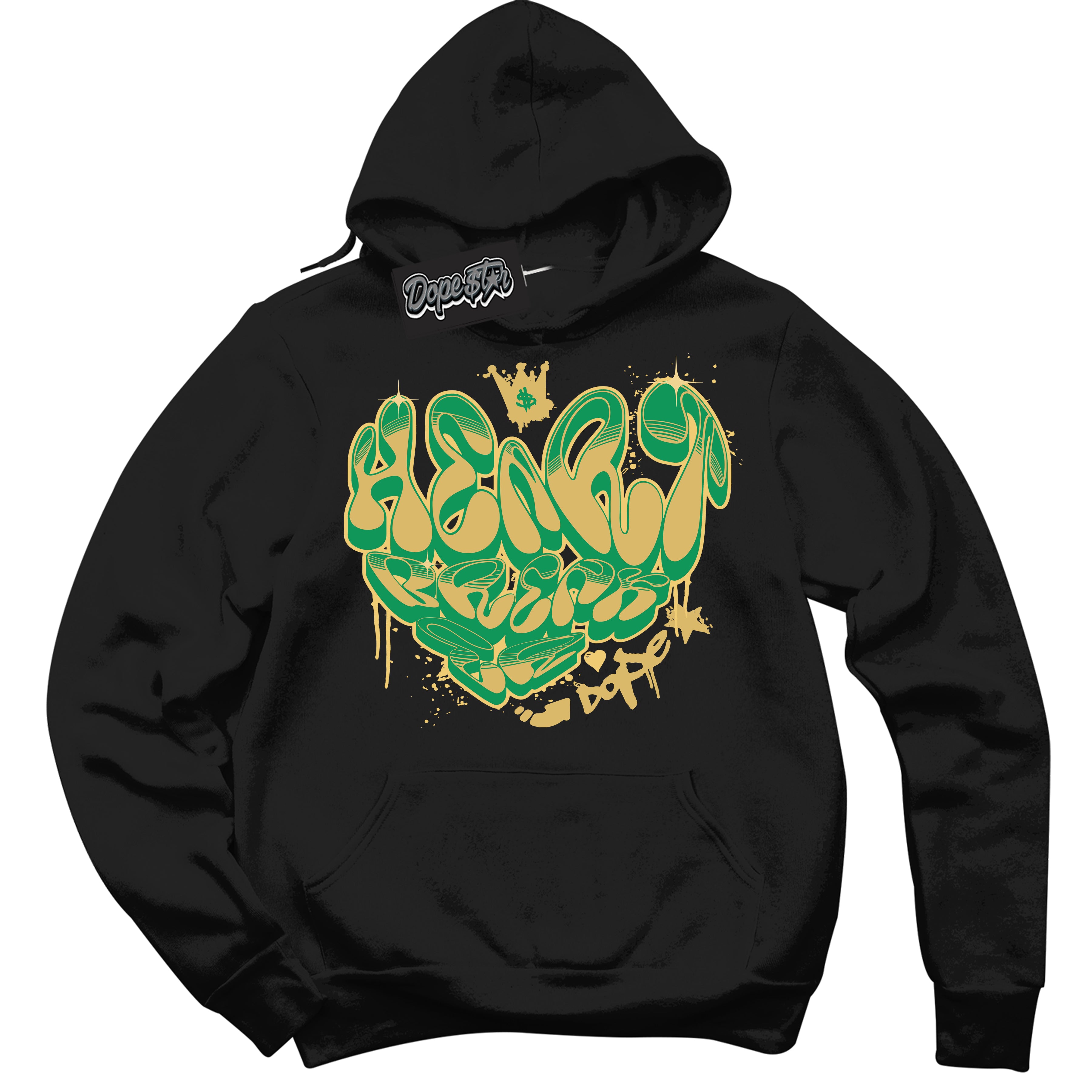 Cool Black Hoodie with “Heartbreaker Graffiti” design that Perfectly Matches Method of Make Lucky Green 1s Jordans.