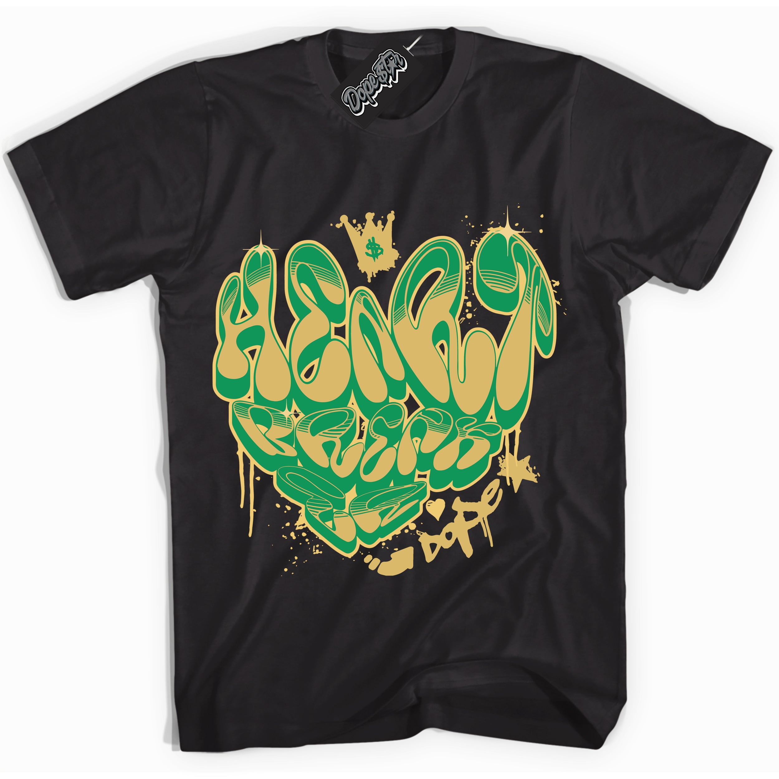 Cool Black Shirt with “Heartbreaker Graffiti” design that perfectly matches the Method of Make Lucky Green 1s Jordans.