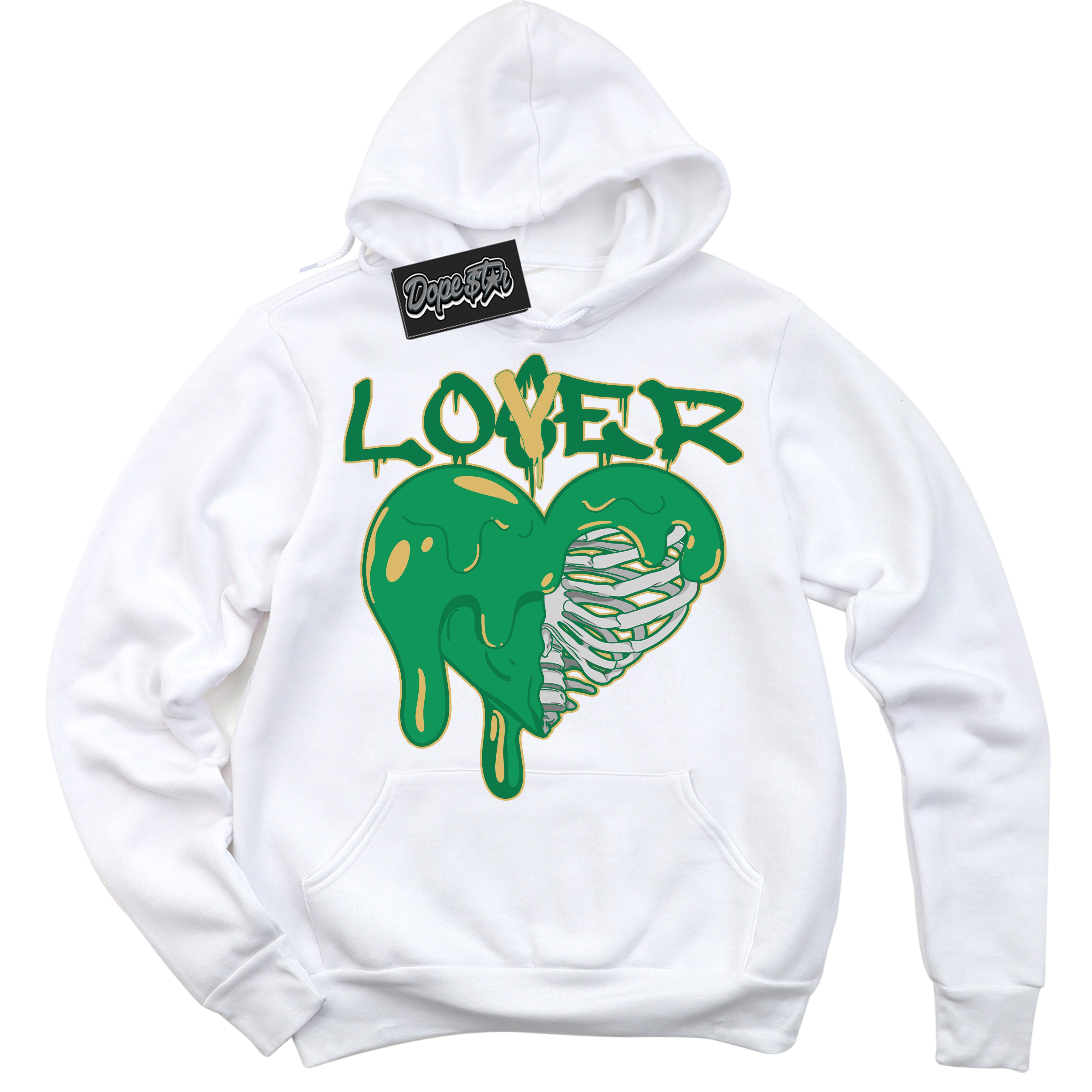 Cool White Hoodie with “Lover Loser” design that Perfectly Matches Method of Make Lucky Green 1s Jordans.