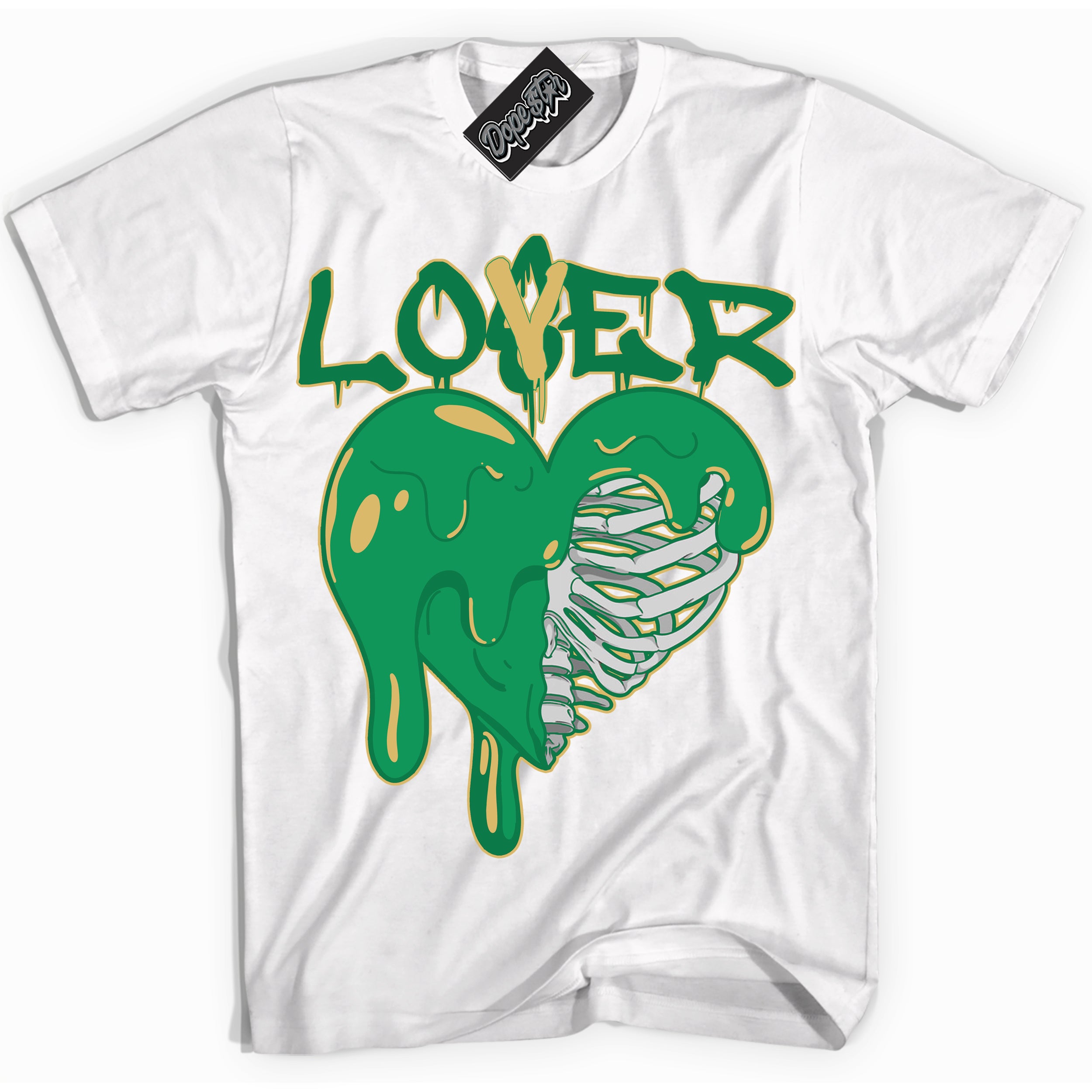 Cool White Shirt with “Lover Loser” design that perfectly matches the Method of Make Lucky Green 1s Jordans.