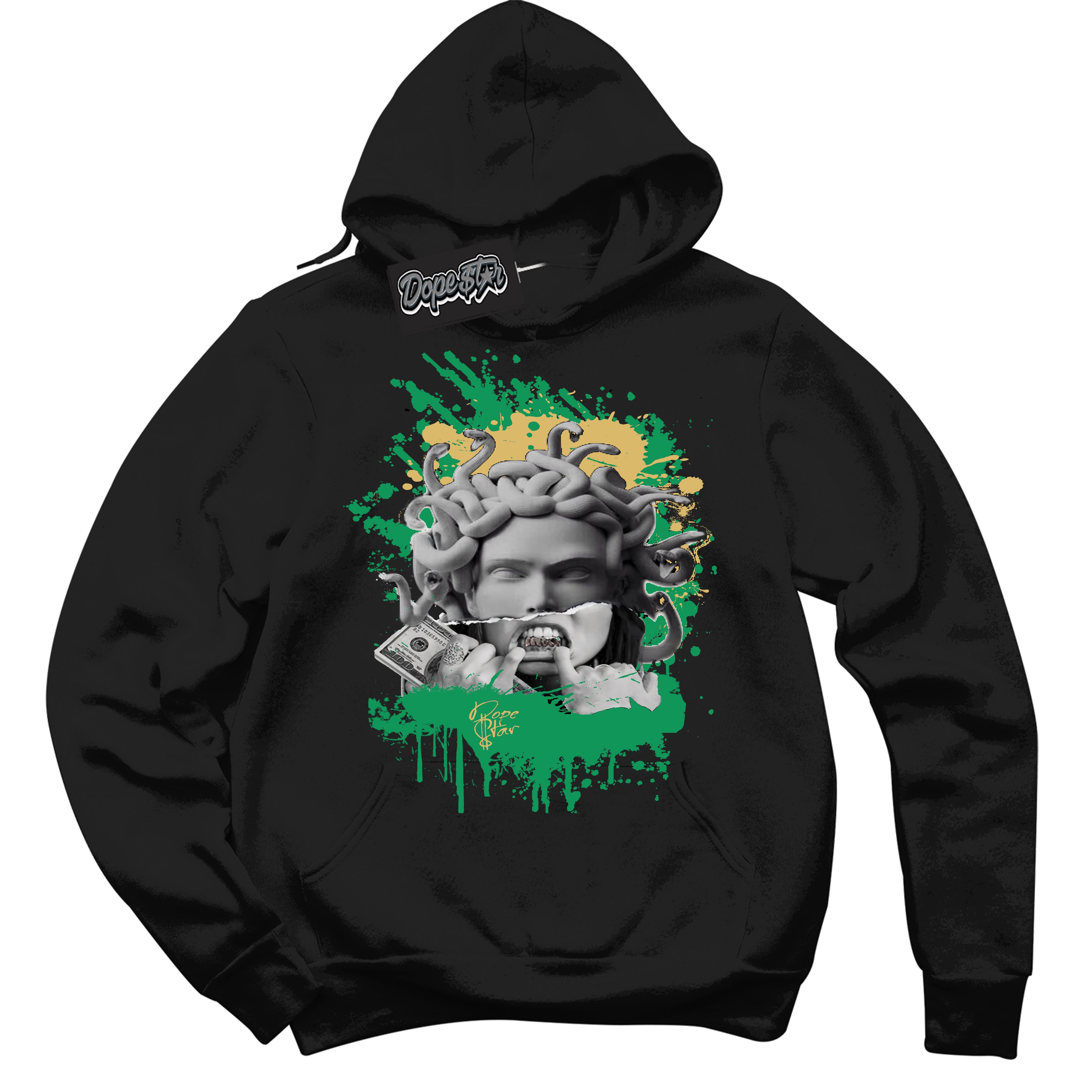 Cool Black Hoodie with “Medusa” design that Perfectly Matches Method of Make Lucky Green 1s Jordans.