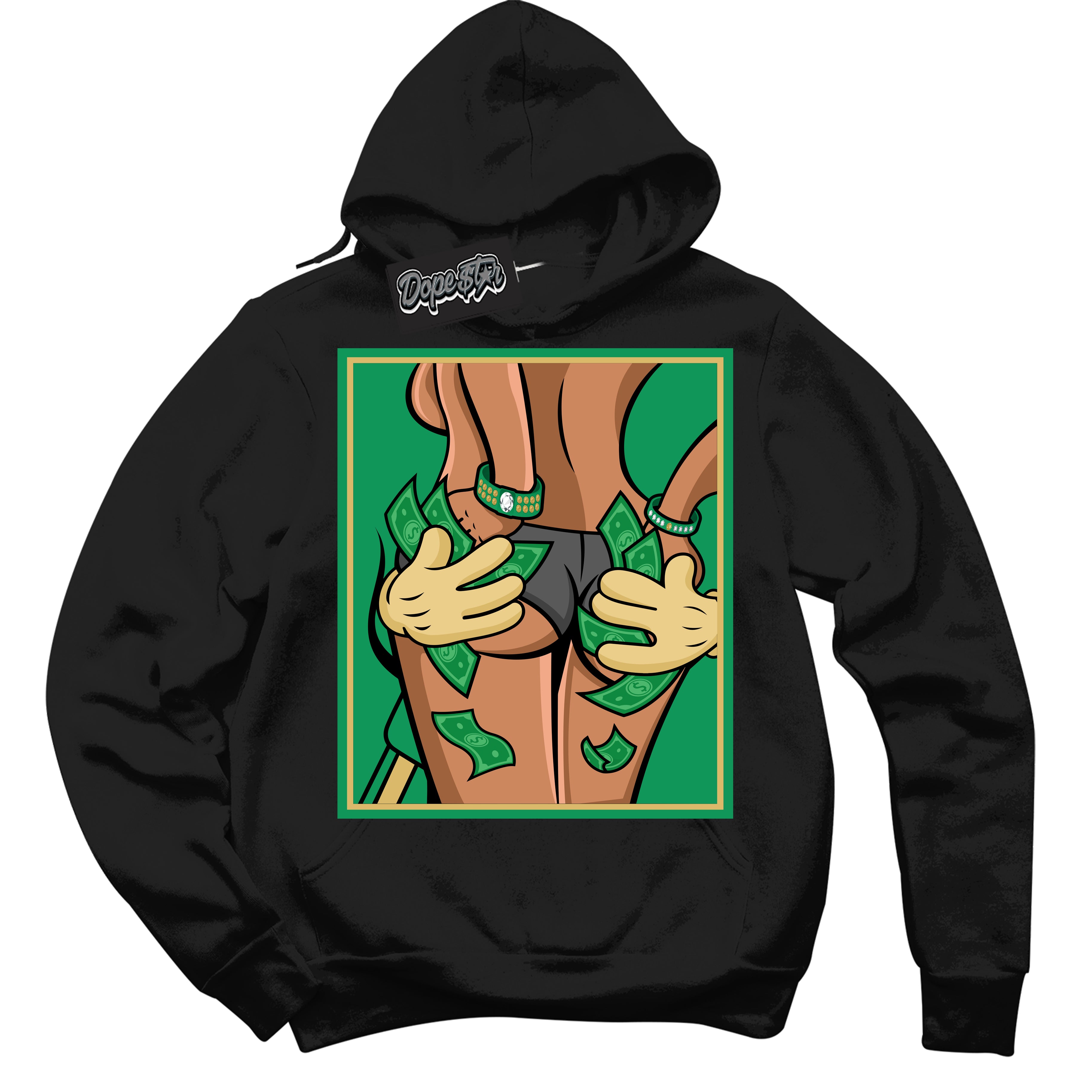 Cool Black Hoodie with “Money Hands” design that Perfectly Matches Method of Make Lucky Green 1s Jordans.