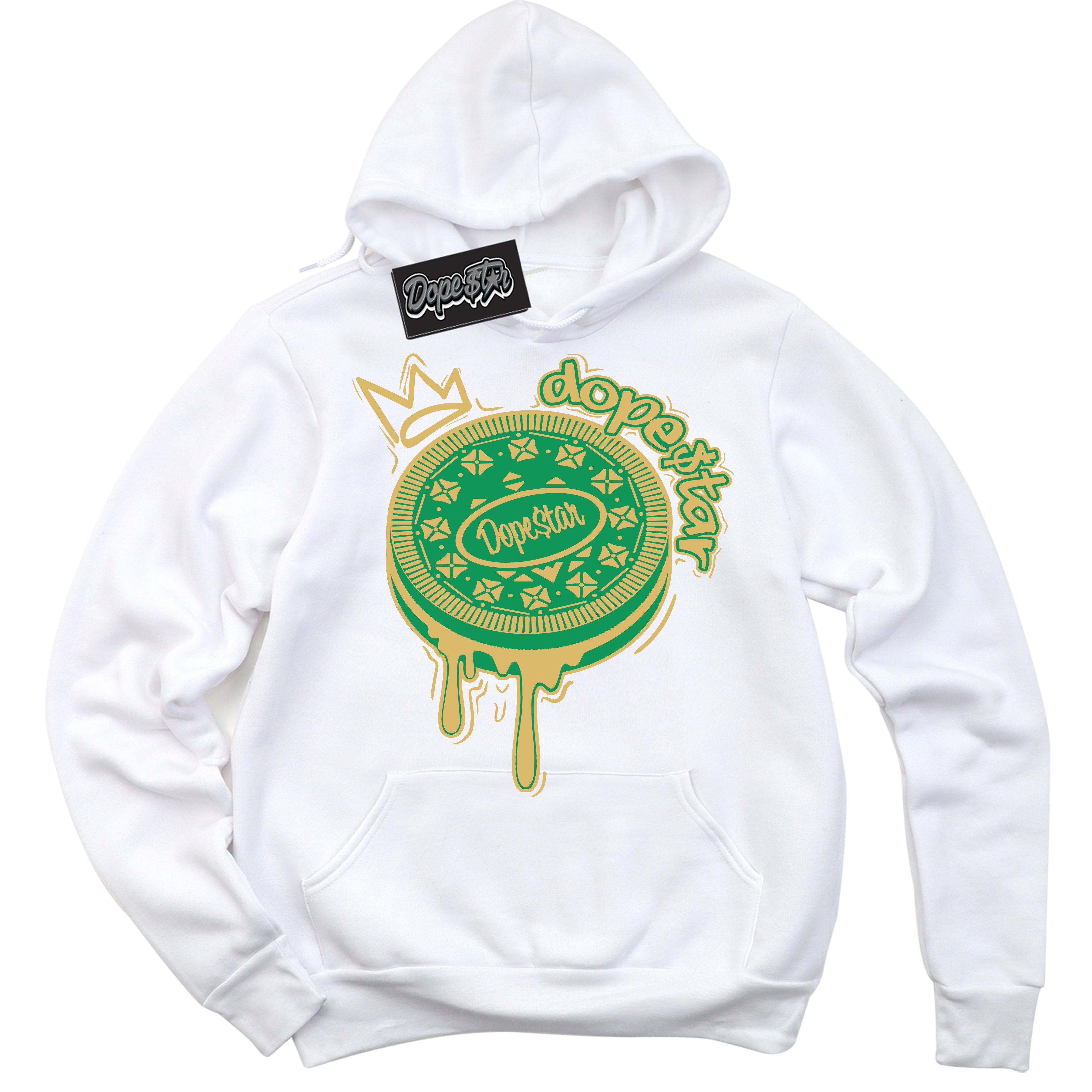 Cool White Hoodie with “Oreo DS” design that Perfectly Matches Method of Make Lucky Green 1s Jordans.