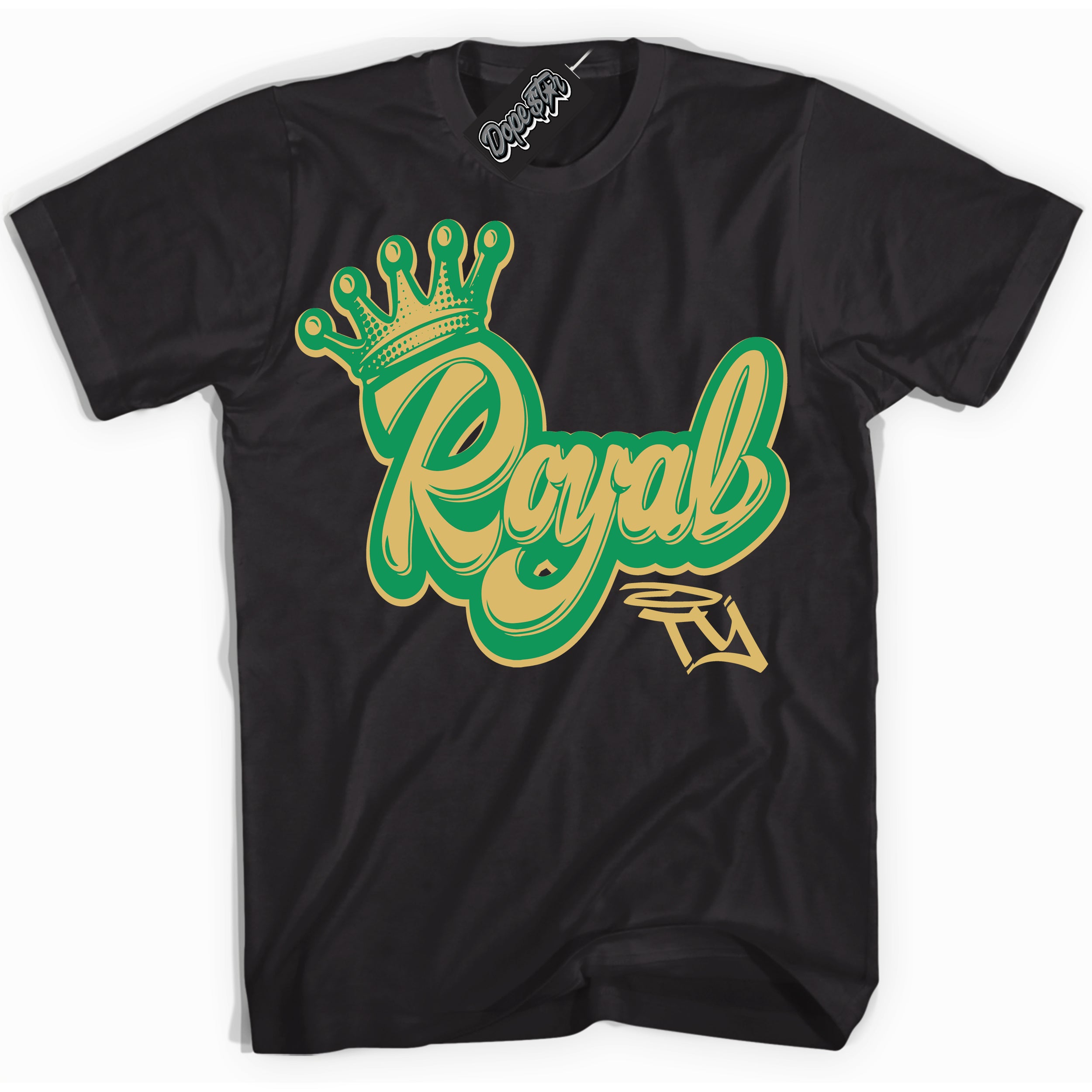 Cool Black Shirt with “Royalty” design that perfectly matches the Method of Make Lucky Green 1s Jordans.