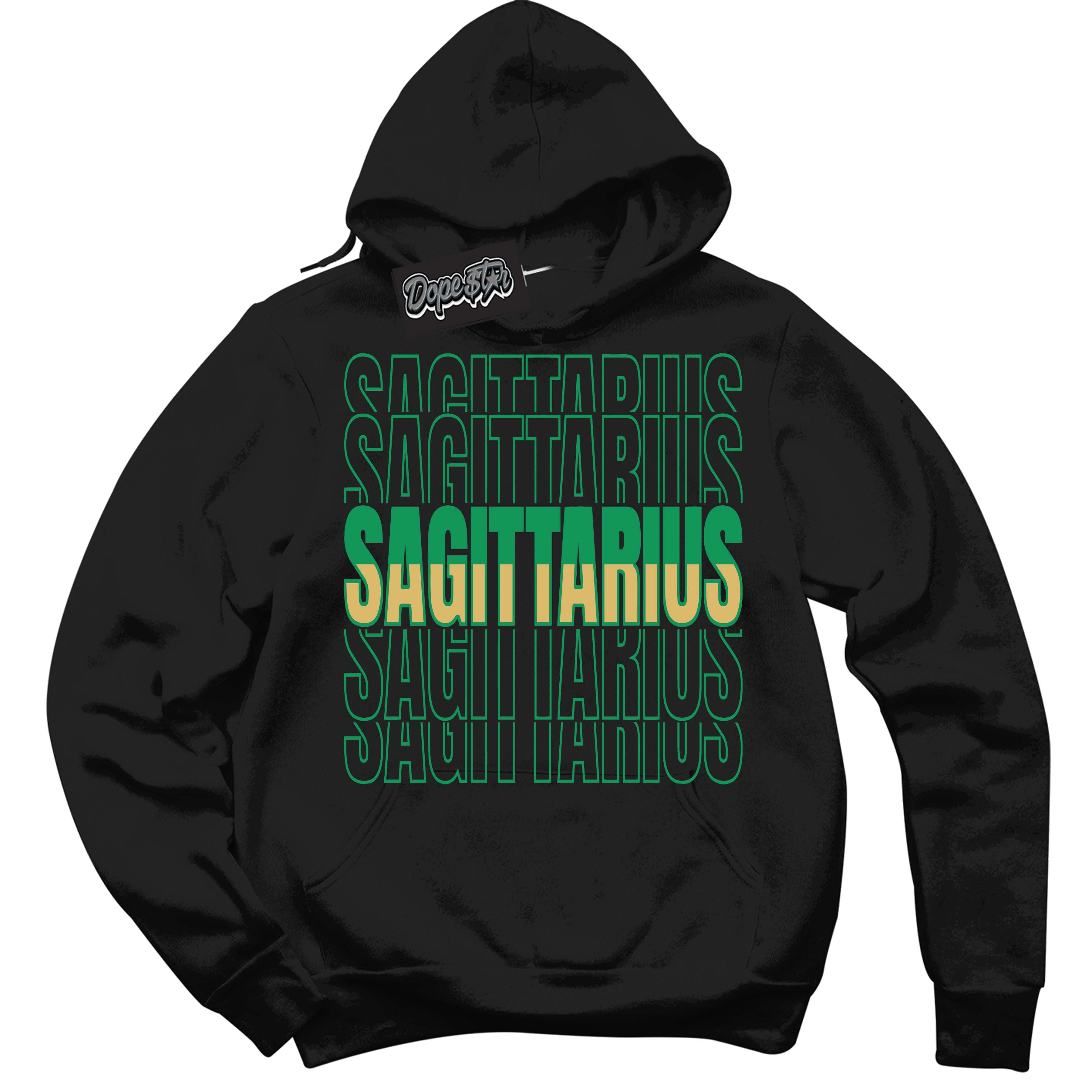 Cool Black Hoodie with “Sagittarius” design that Perfectly Matches Method of Make Lucky Green 1s Jordans.