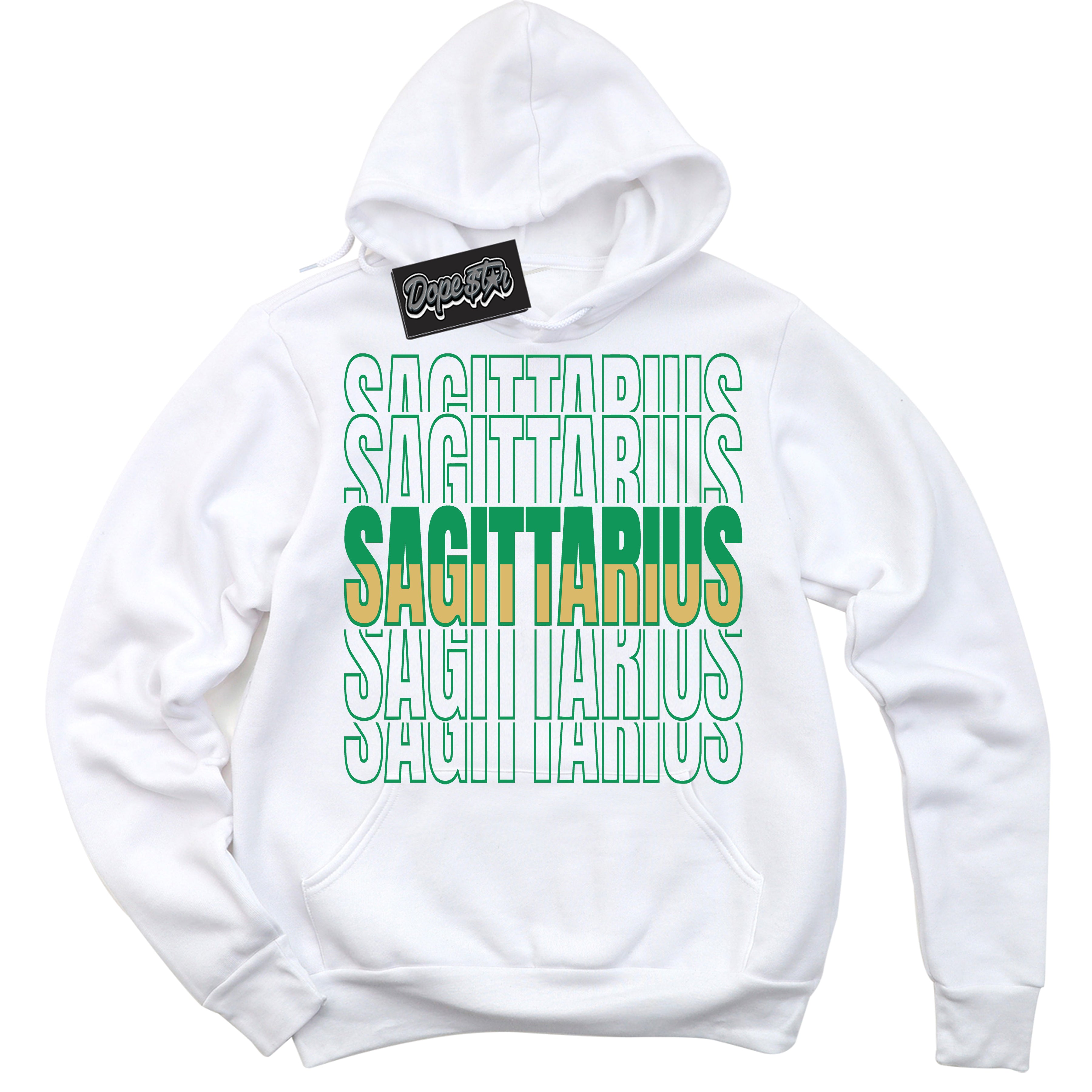 Cool White Hoodie with “Sagittarius” design that Perfectly Matches Method of Make Lucky Green 1s Jordans.