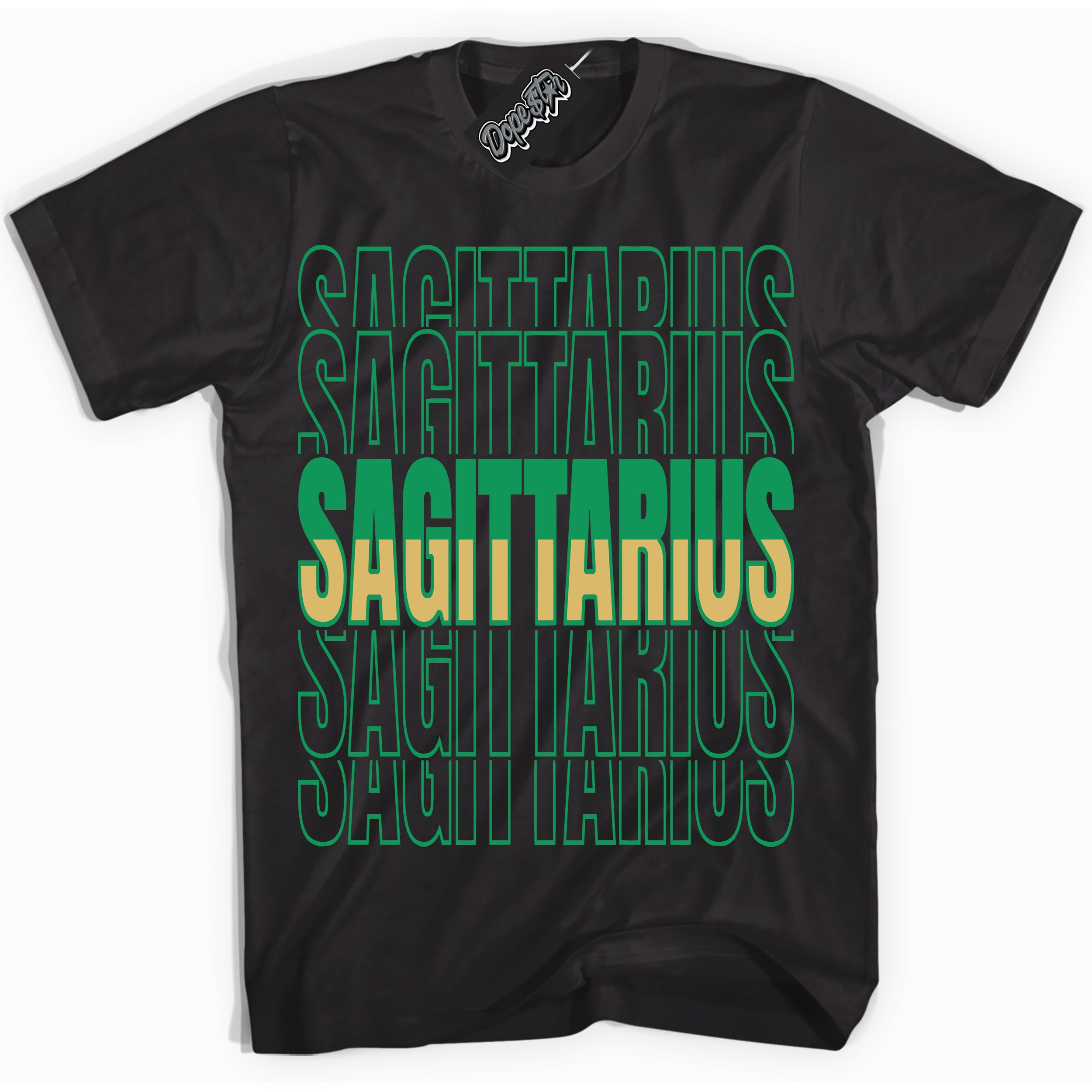 Cool Black Shirt with “Sagittarius” design that perfectly matches the Method of Make Lucky Green 1s Jordans.