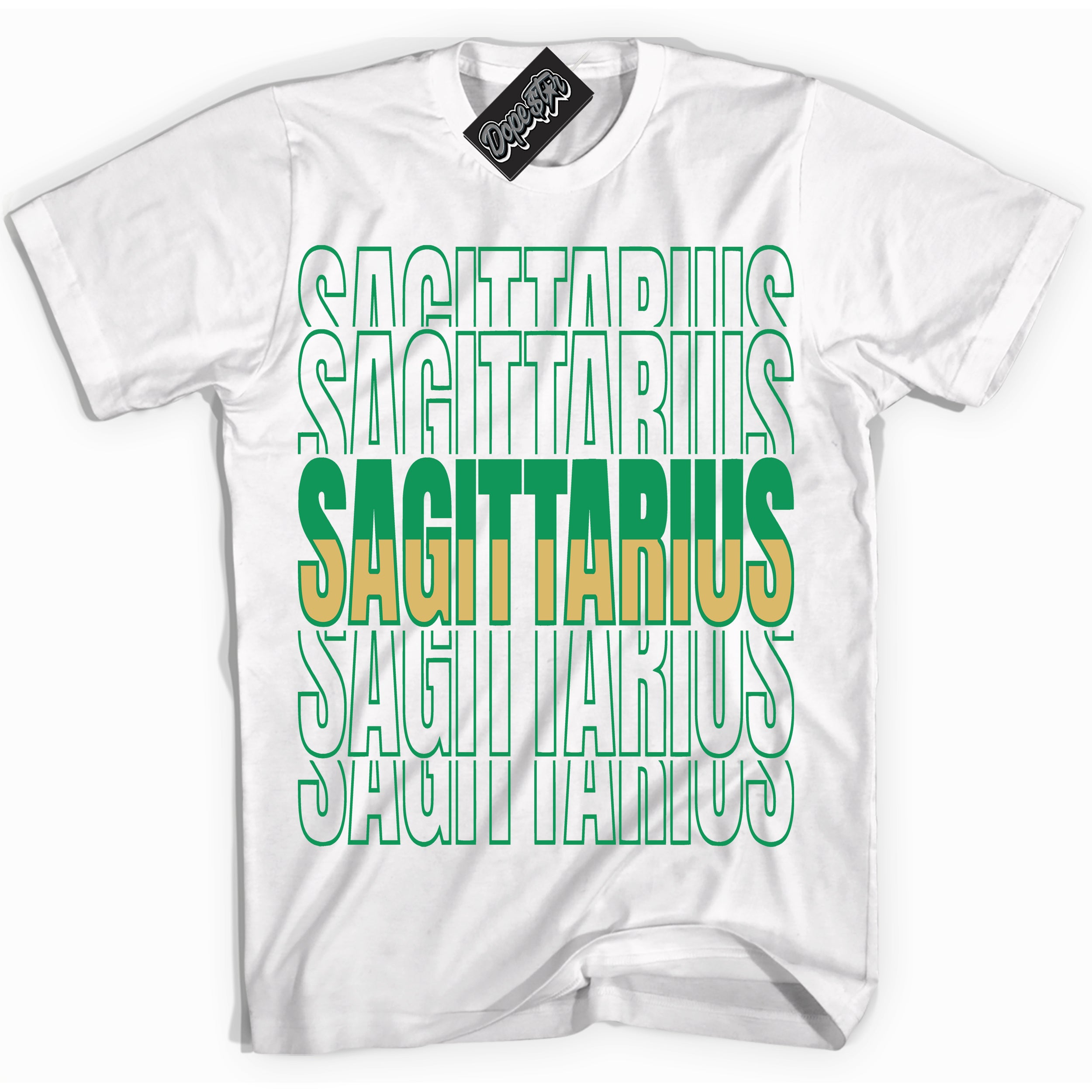 Cool White Shirt with “Sagittarius” design that perfectly matches the Method of Make Lucky Green 1s Jordans.