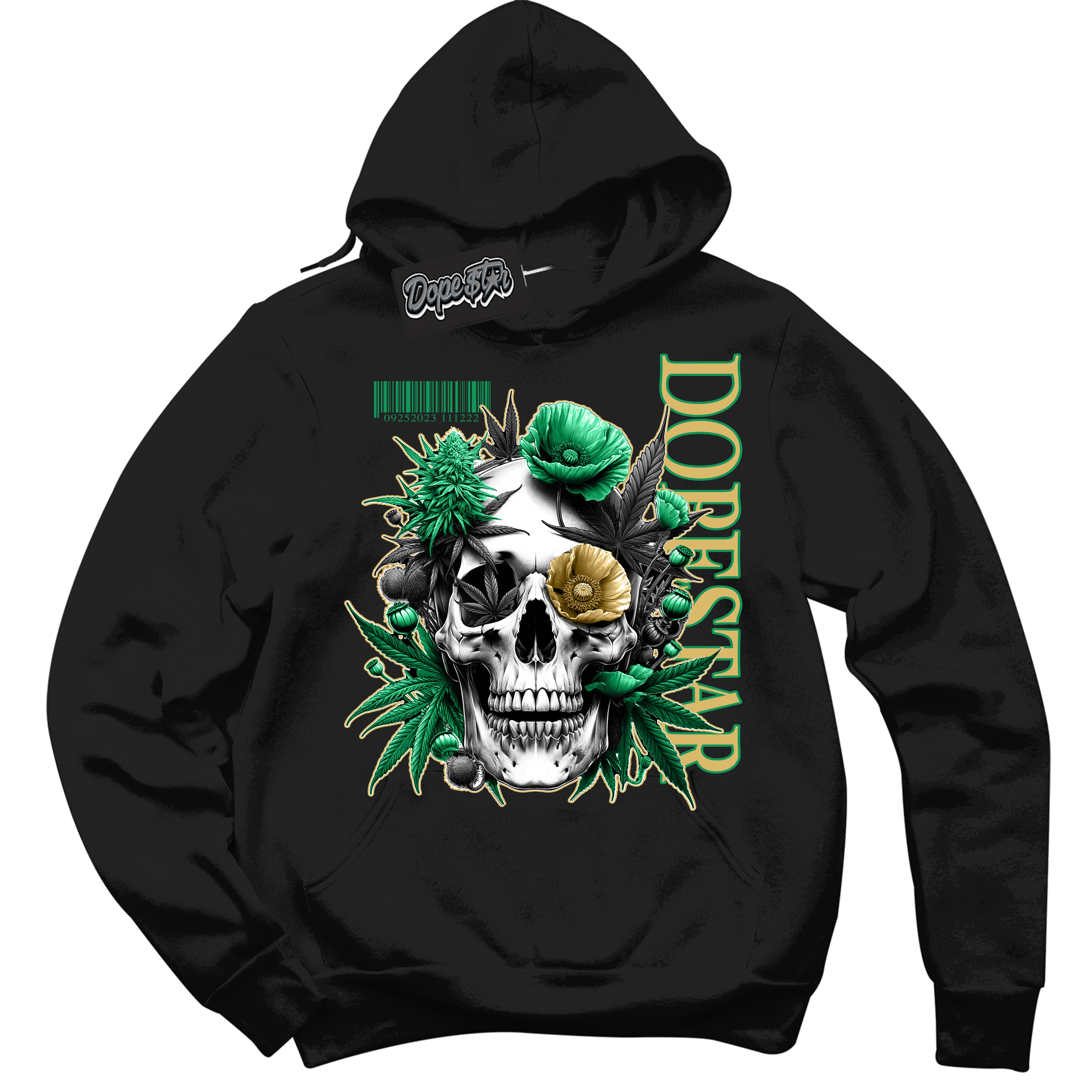 Cool Black Shirt with “Skull Poppies” design that perfectly matches the Method of Make Lucky Green 1s Jordans.