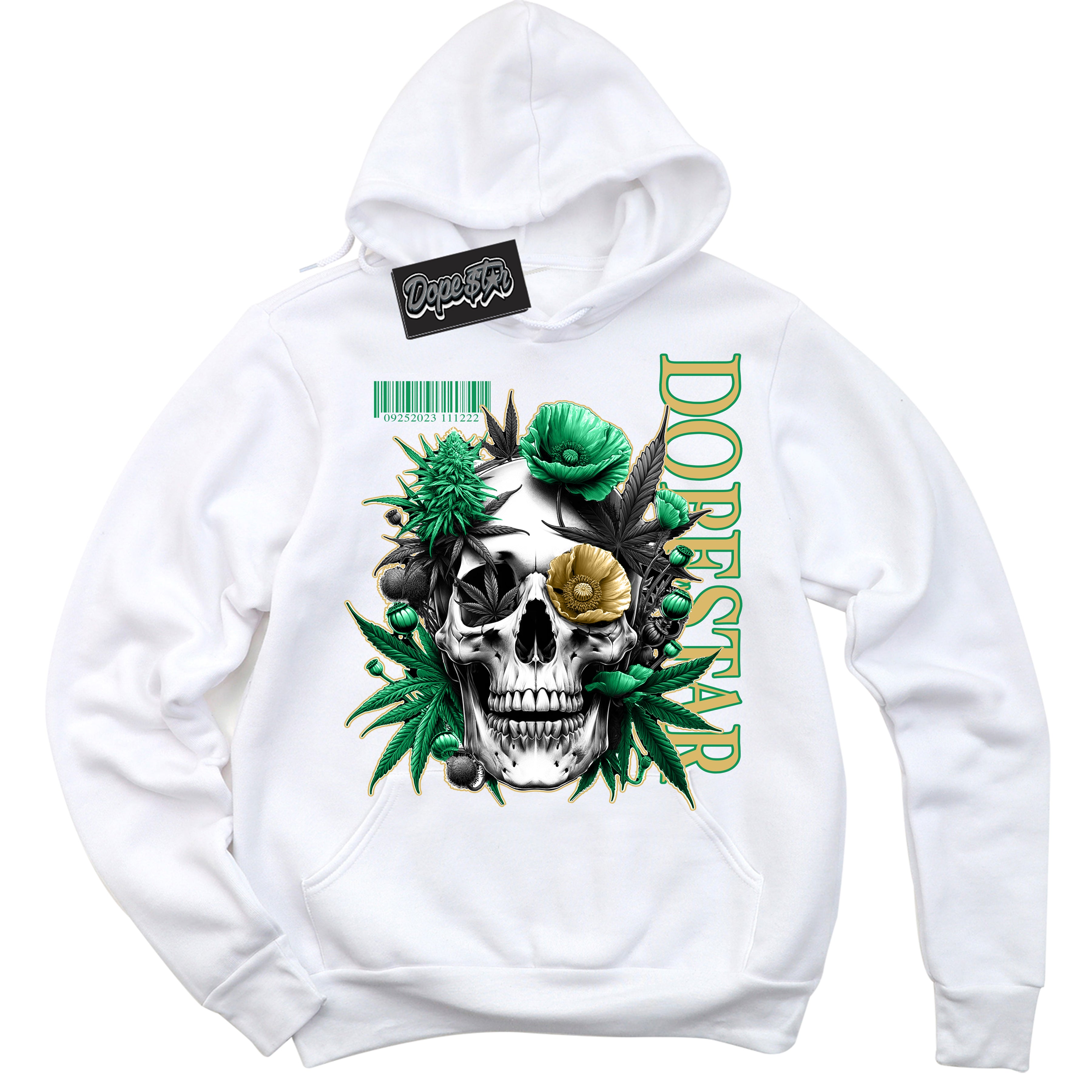 Cool White Shirt with “Skull Poppies” design that perfectly matches the Method of Make Lucky Green 1s Jordans.