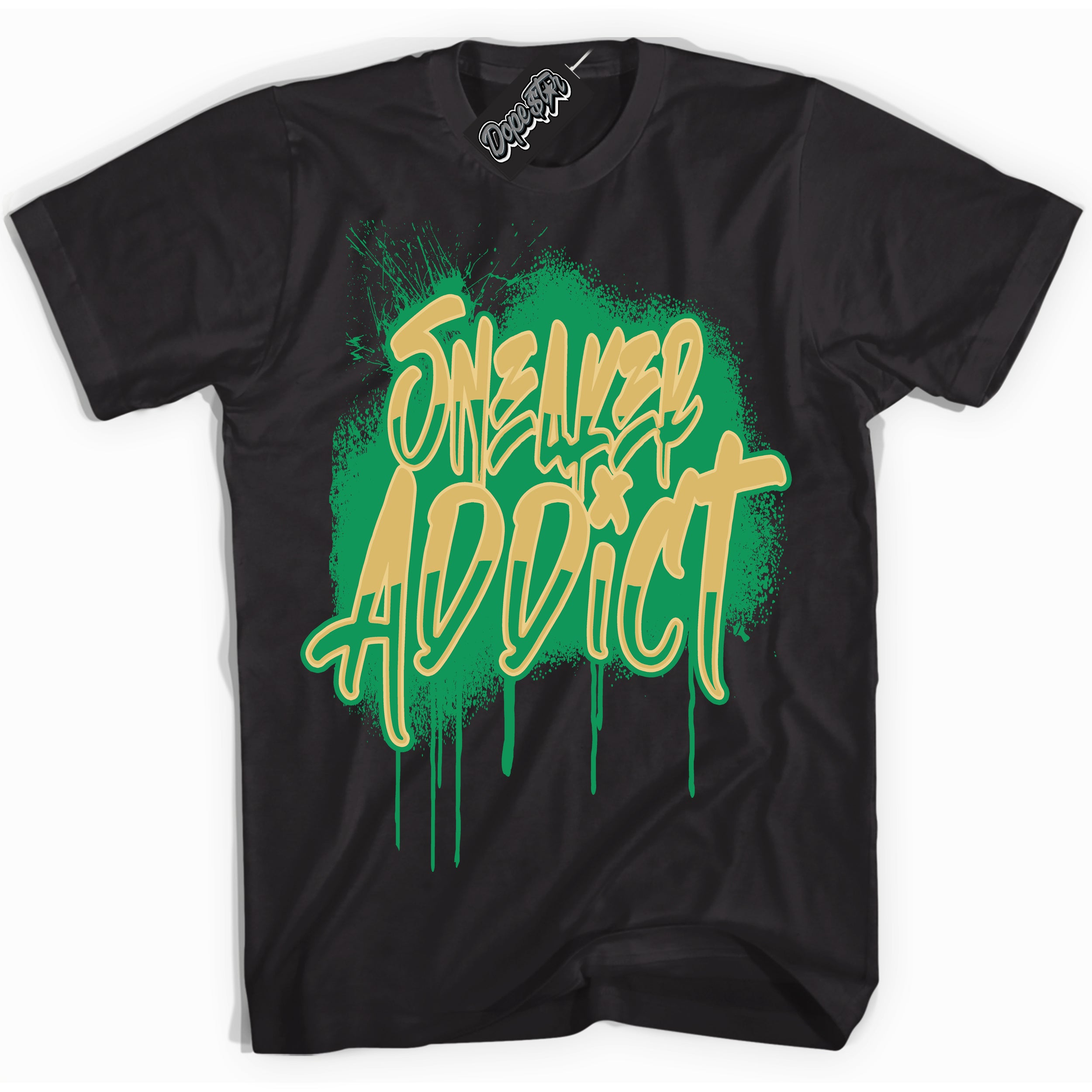 Cool Black Shirt with “Sneaker Addict” design that perfectly matches the Method of Make Lucky Green 1s Jordans.