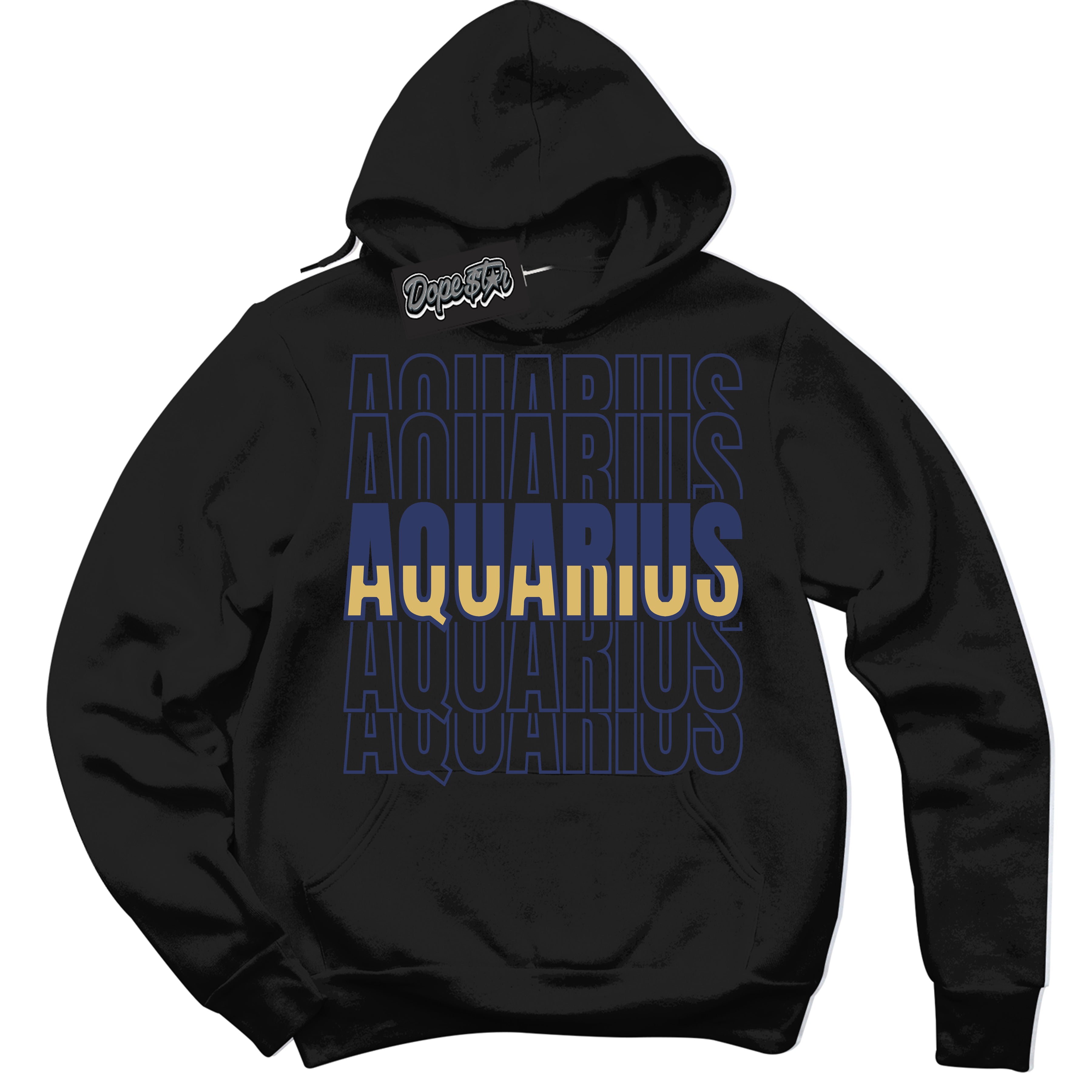 AJ1 Low Method of Make Midnight Navy Metallic Gold ‘Aquarius – Black Streetwear Hoodie | Sneaker Matching sweatshirt for AJ1 Low Method of Make Midnight Navy Metallic Gold | Graphic Hoodie for Men & Women Streetwear by Sneaker Shirts Outlet.