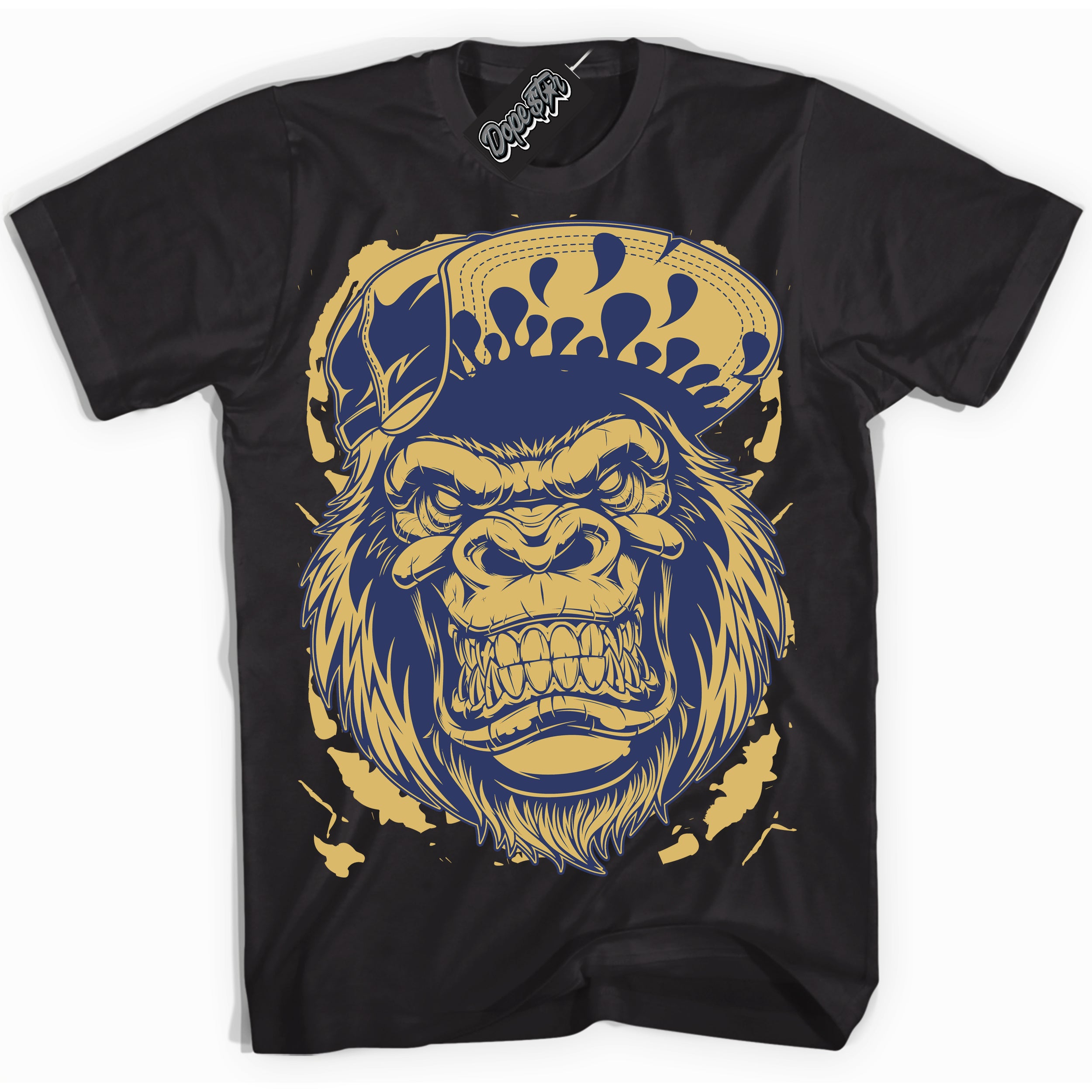 AJ1 Low Method of Make Midnight Navy Metallic Gold ‘Gorilla Beast – Black Streetwear T-Shirt | Sneaker Matching shirt for AJ1 Low Method of Make Midnight Navy Metallic Gold | Graphic Tee for Men & Women Streetwear by Sneaker Shirts Outlet.