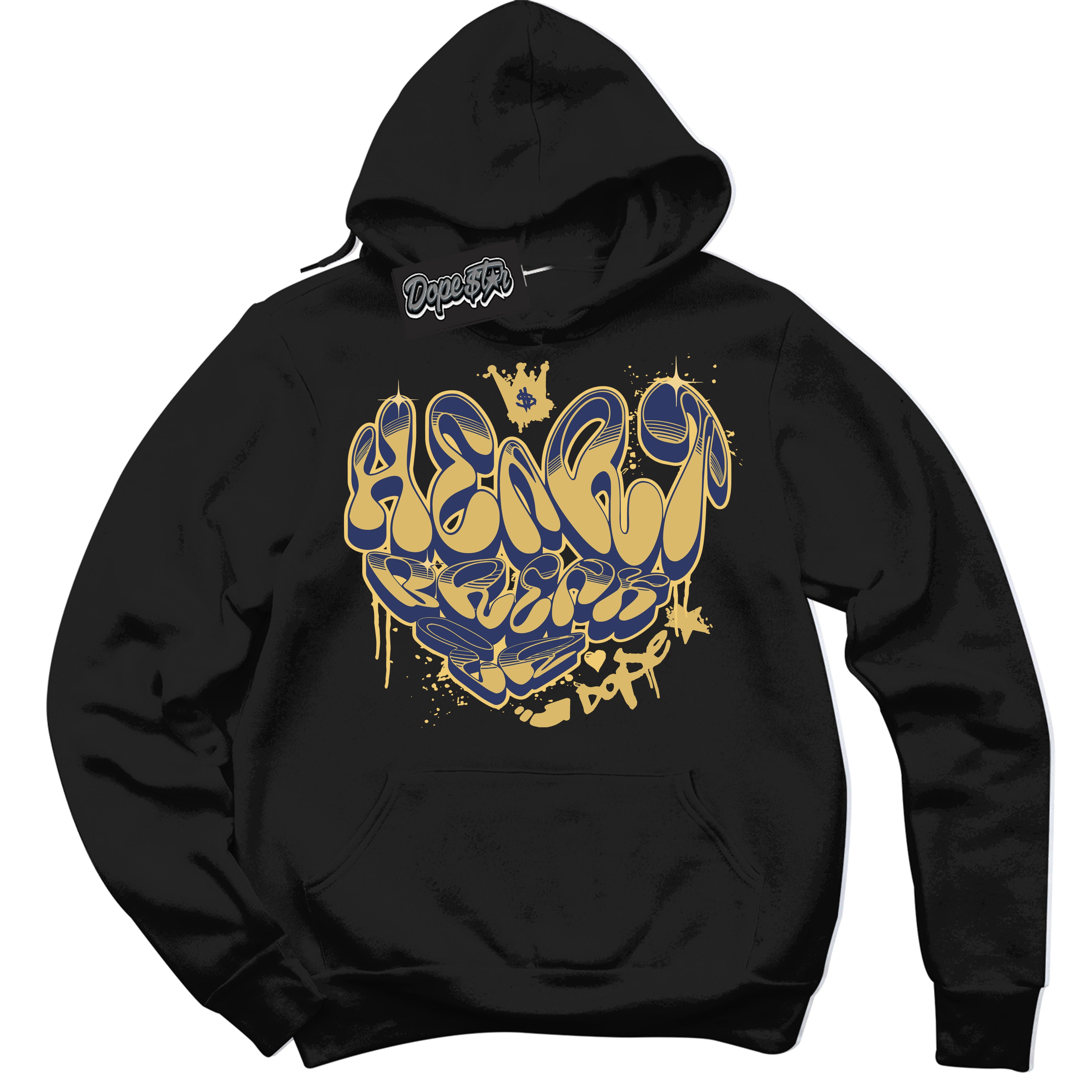 AJ1 Low Method of Make Midnight Navy Metallic Gold ‘Heartbreaker Graffiti – Black Streetwear Hoodie | Sneaker Matching sweatshirt for AJ1 Low Method of Make Midnight Navy Metallic Gold | Graphic Hoodie for Men & Women Streetwear by Sneaker Shirts Outlet.