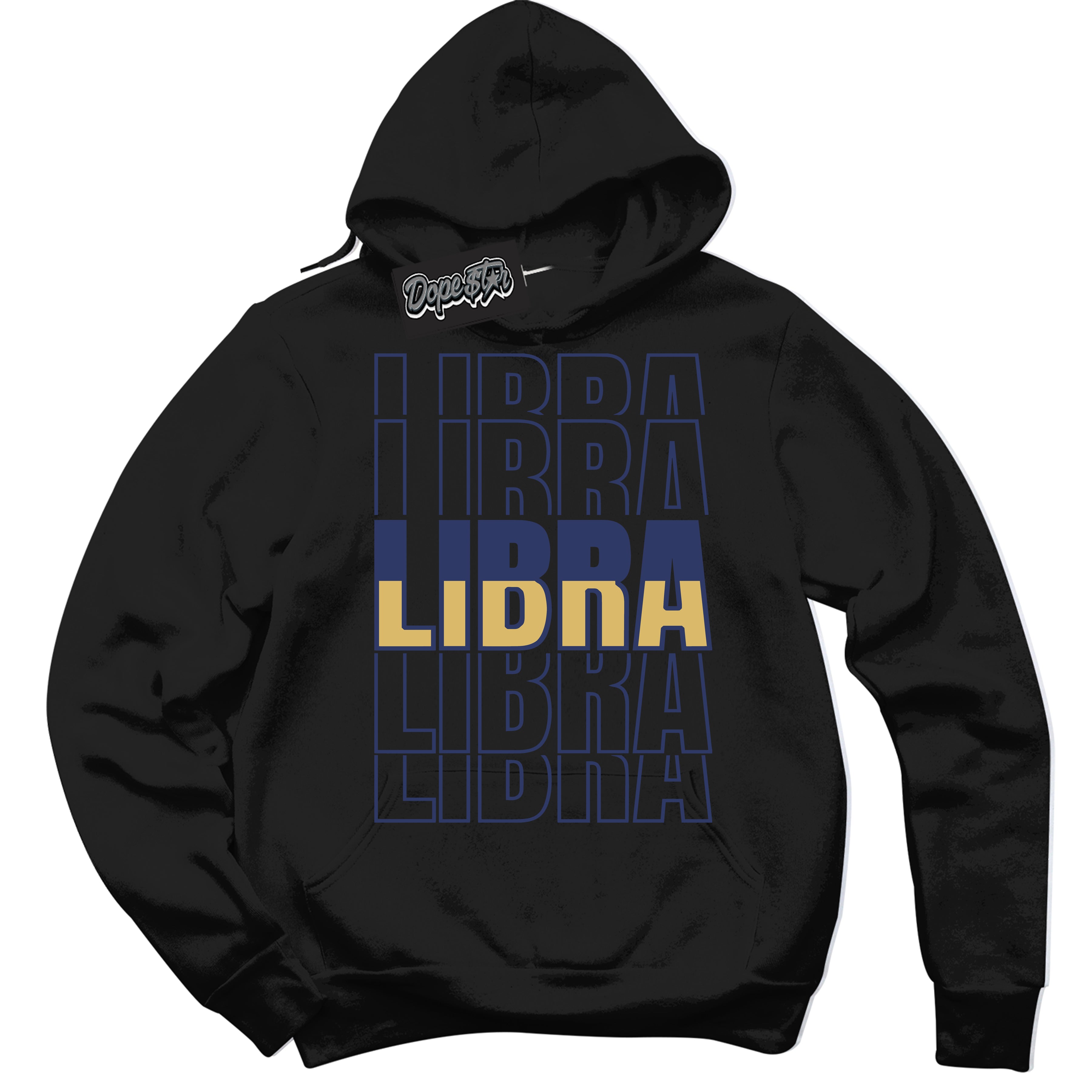 AJ1 Low Method of Make Midnight Navy Metallic Gold ‘Libra – Black Streetwear Hoodie | Sneaker Matching sweatshirt for AJ1 Low Method of Make Midnight Navy Metallic Gold | Graphic Hoodie for Men & Women Streetwear by Sneaker Shirts Outlet.