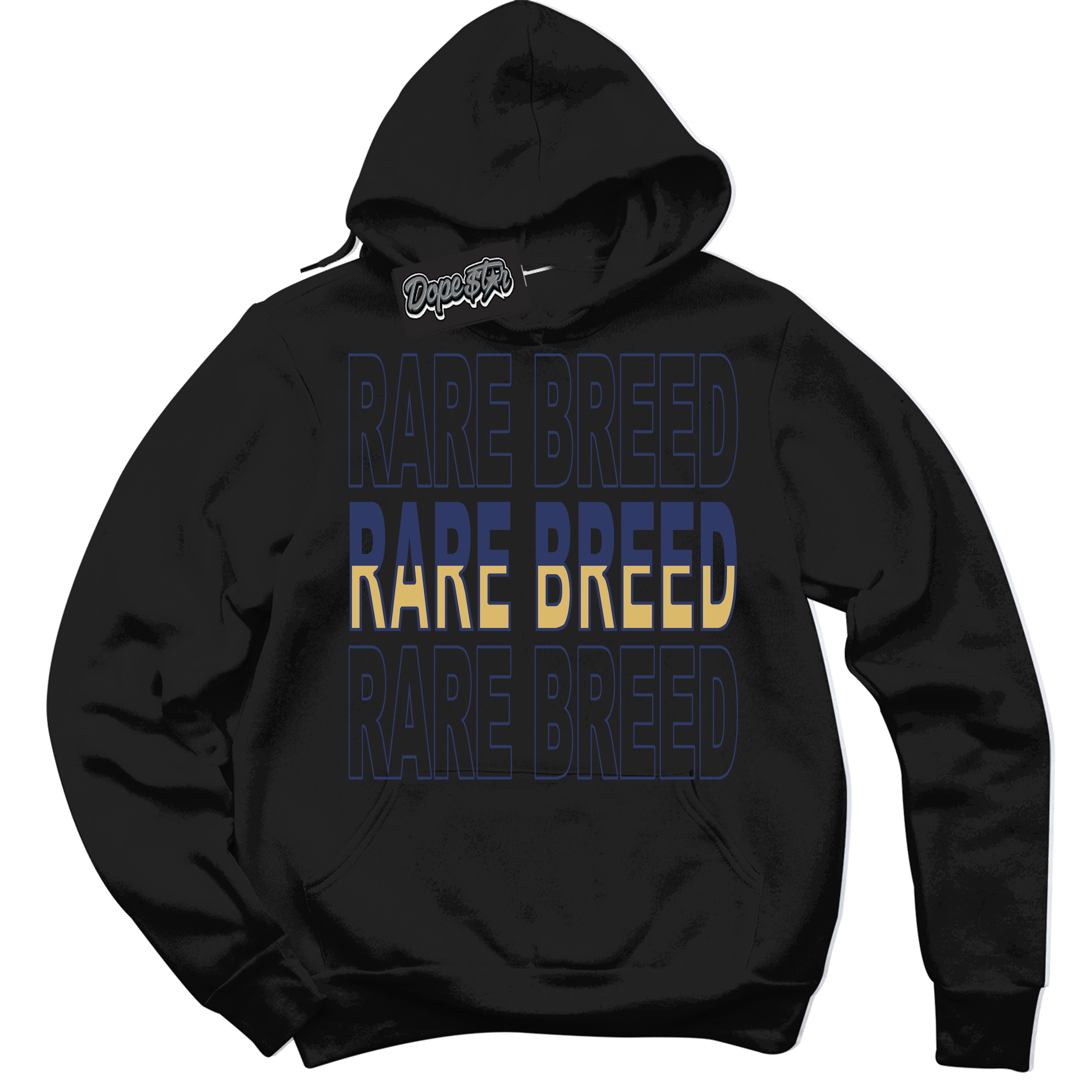 AJ1 Low Method of Make Midnight Navy Metallic Gold ‘Rare Breed – Black Streetwear Hoodie | Sneaker Matching sweatshirt for AJ1 Low Method of Make Midnight Navy Metallic Gold | Graphic Hoodie for Men & Women Streetwear by Sneaker Shirts Outlet.