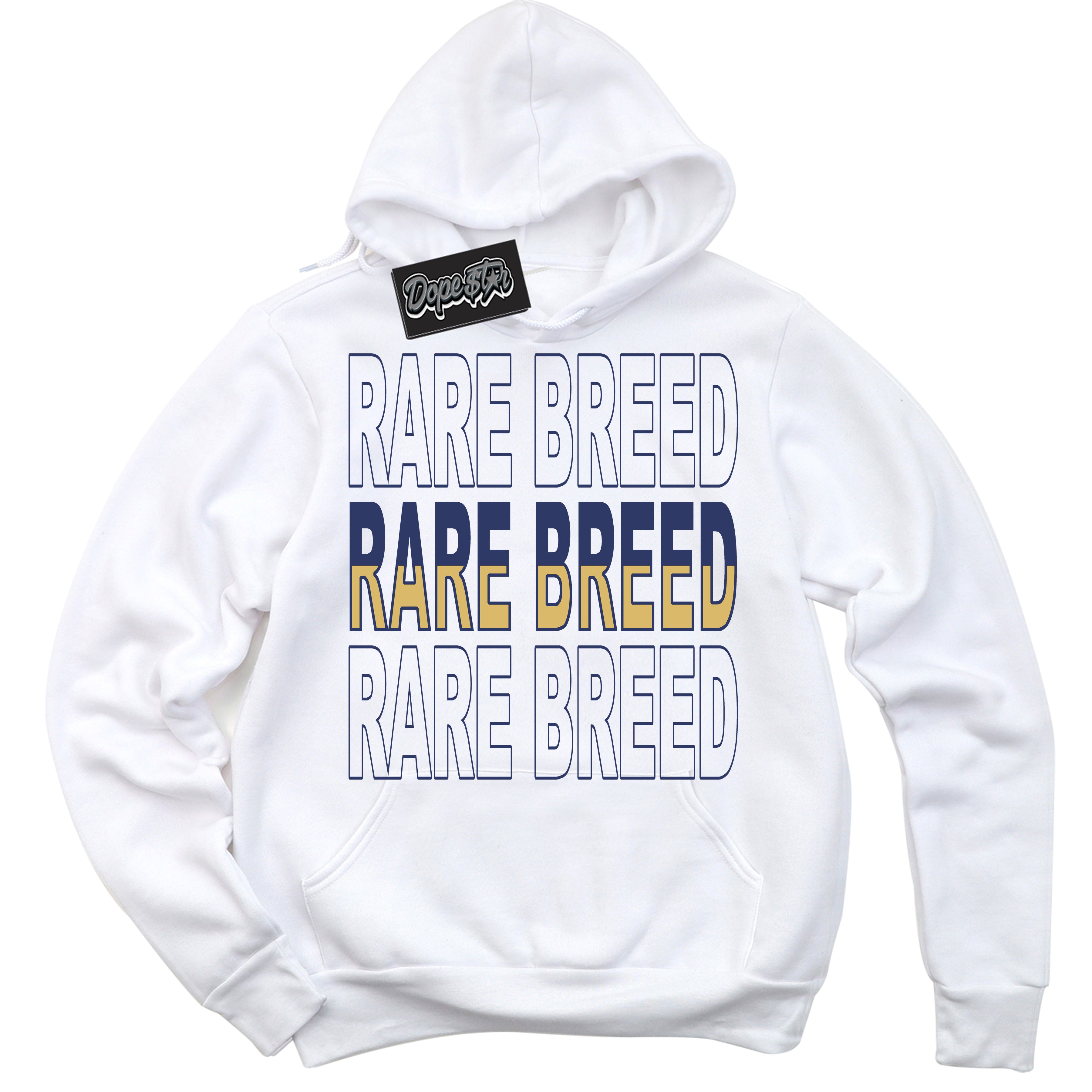 AJ1 Low Method of Make Midnight Navy Metallic Gold ‘Rare Breed – White Streetwear Hoodie | Sneaker Matching sweatshirt for AJ1 Low Method of Make Midnight Navy Metallic Gold | Graphic Hoodie for Men & Women Streetwear by Sneaker Shirts Outlet.