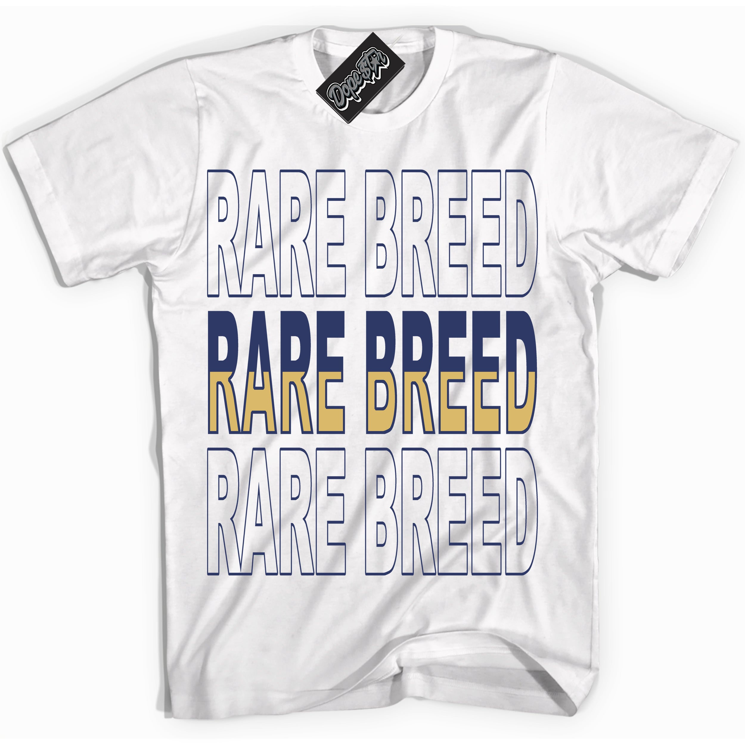 AJ1 Low Method of Make Midnight Navy Metallic Gold ‘Rare Breed – White Streetwear T-Shirt | Sneaker Matching shirt for AJ1 Low Method of Make Midnight Navy Metallic Gold | Graphic Tee for Men & Women Streetwear by Sneaker Shirts Outlet.