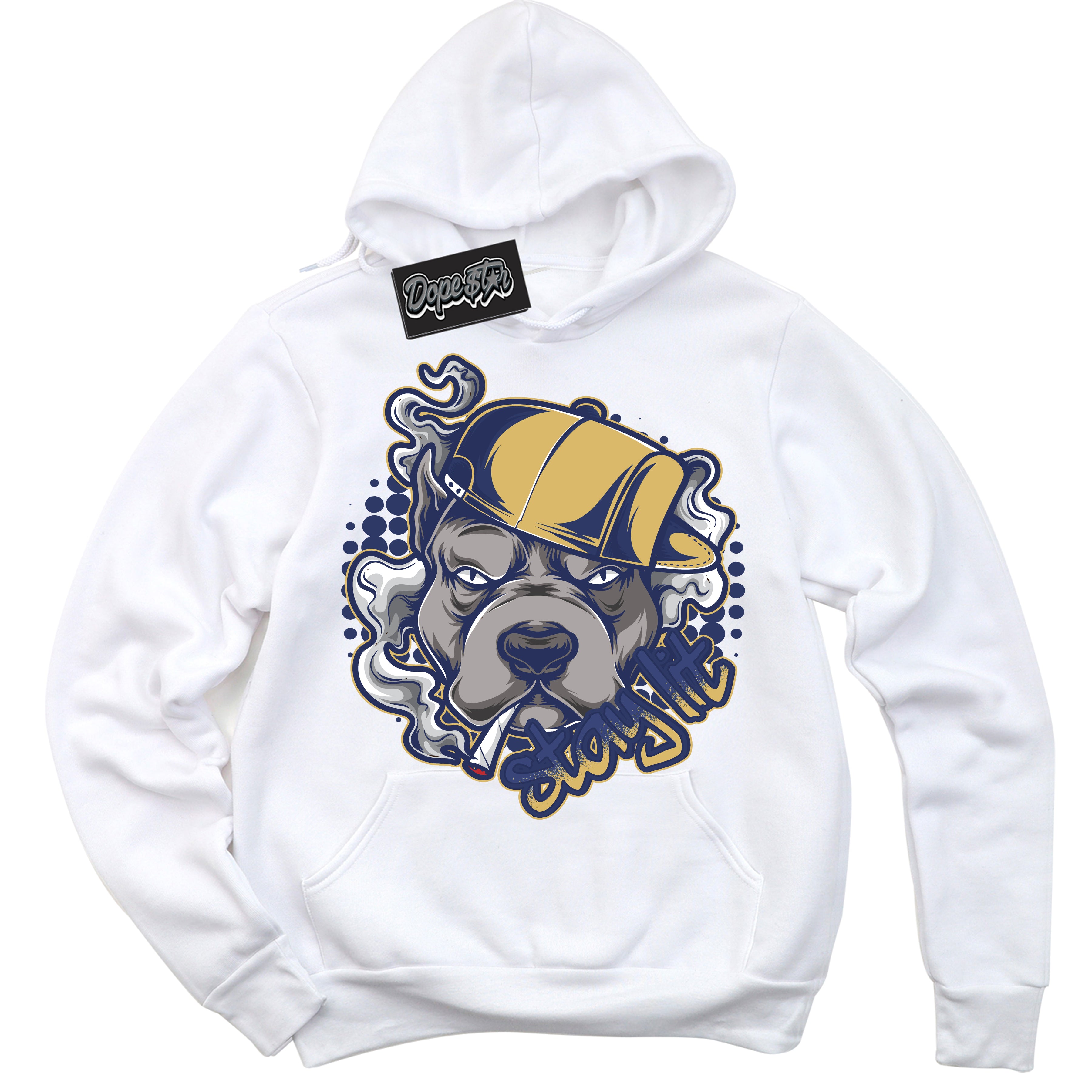 AJ1 Low Method of Make Midnight Navy Metallic Gold ‘Stay Lit – White Streetwear Hoodie | Sneaker Matching sweatshirt for AJ1 Low Method of Make Midnight Navy Metallic Gold | Graphic Hoodie for Men & Women Streetwear by Sneaker Shirts Outlet.