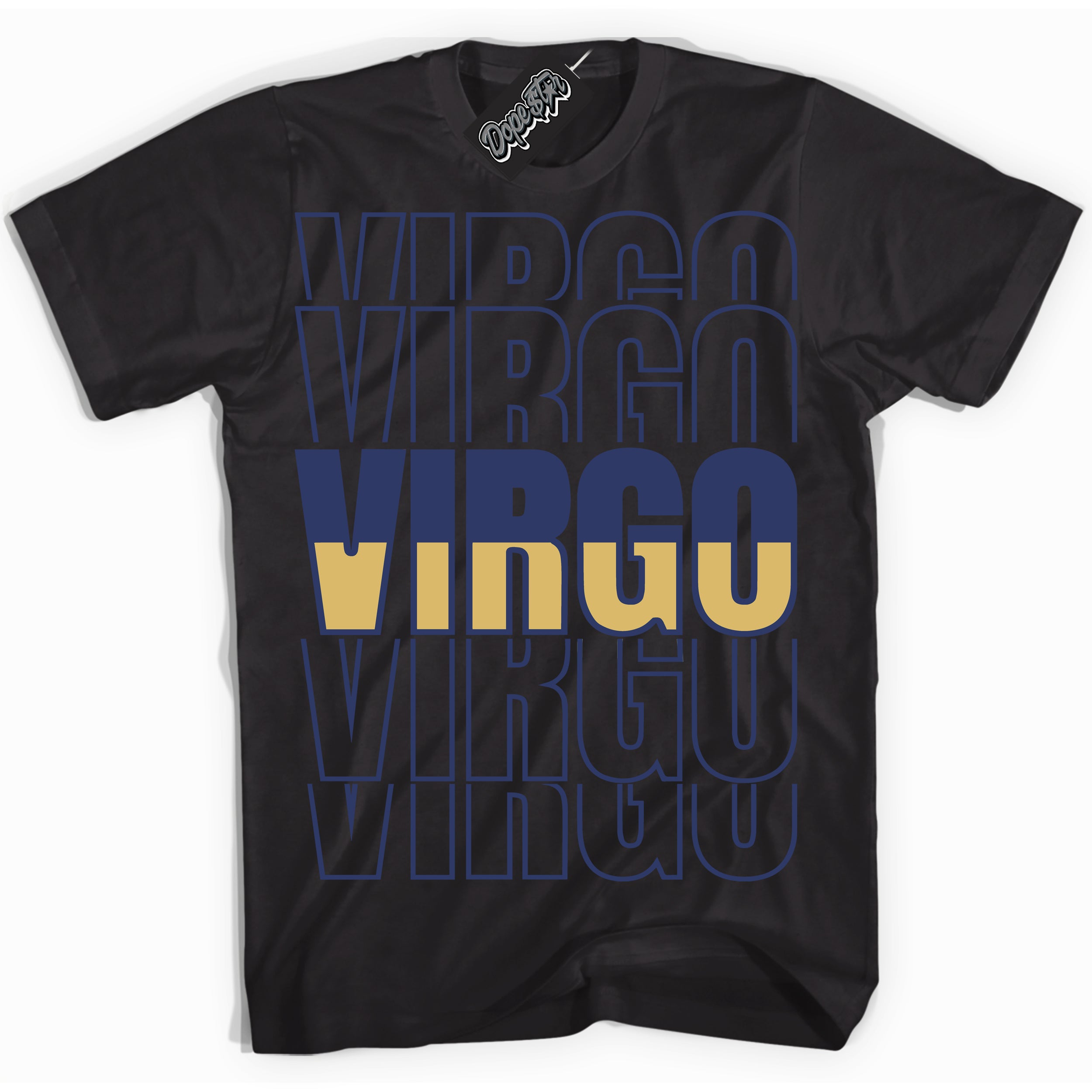 AJ1 Low Method of Make Midnight Navy Metallic Gold ‘Virgo – Black Streetwear T-Shirt | Sneaker Matching shirt for AJ1 Low Method of Make Midnight Navy Metallic Gold | Graphic Tee for Men & Women Streetwear by Sneaker Shirts Outlet.