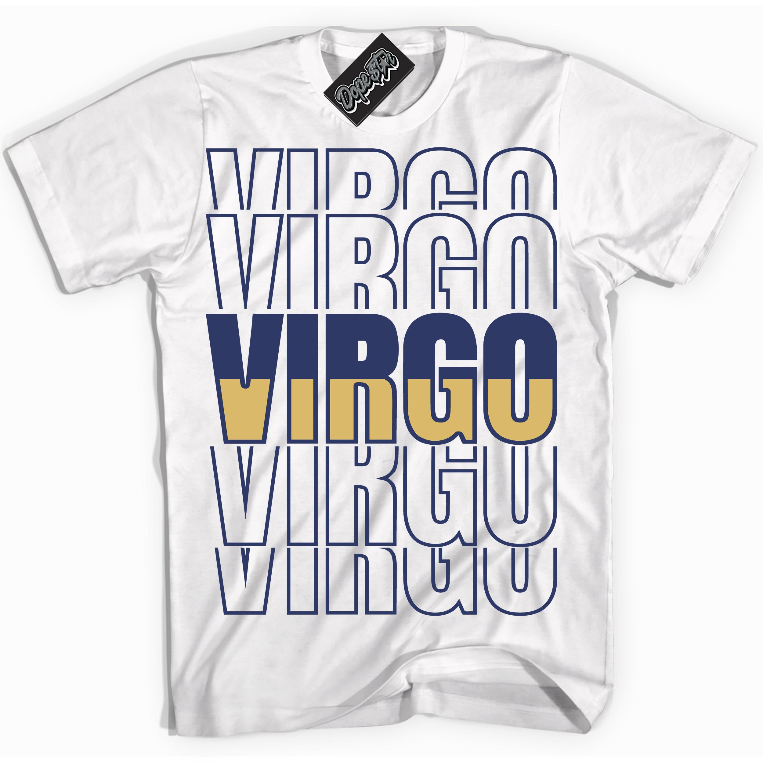 AJ1 Low Method of Make Midnight Navy Metallic Gold ‘Virgo – White Streetwear T-Shirt | Sneaker Matching shirt for AJ1 Low Method of Make Midnight Navy Metallic Gold | Graphic Tee for Men & Women Streetwear by Sneaker Shirts Outlet.