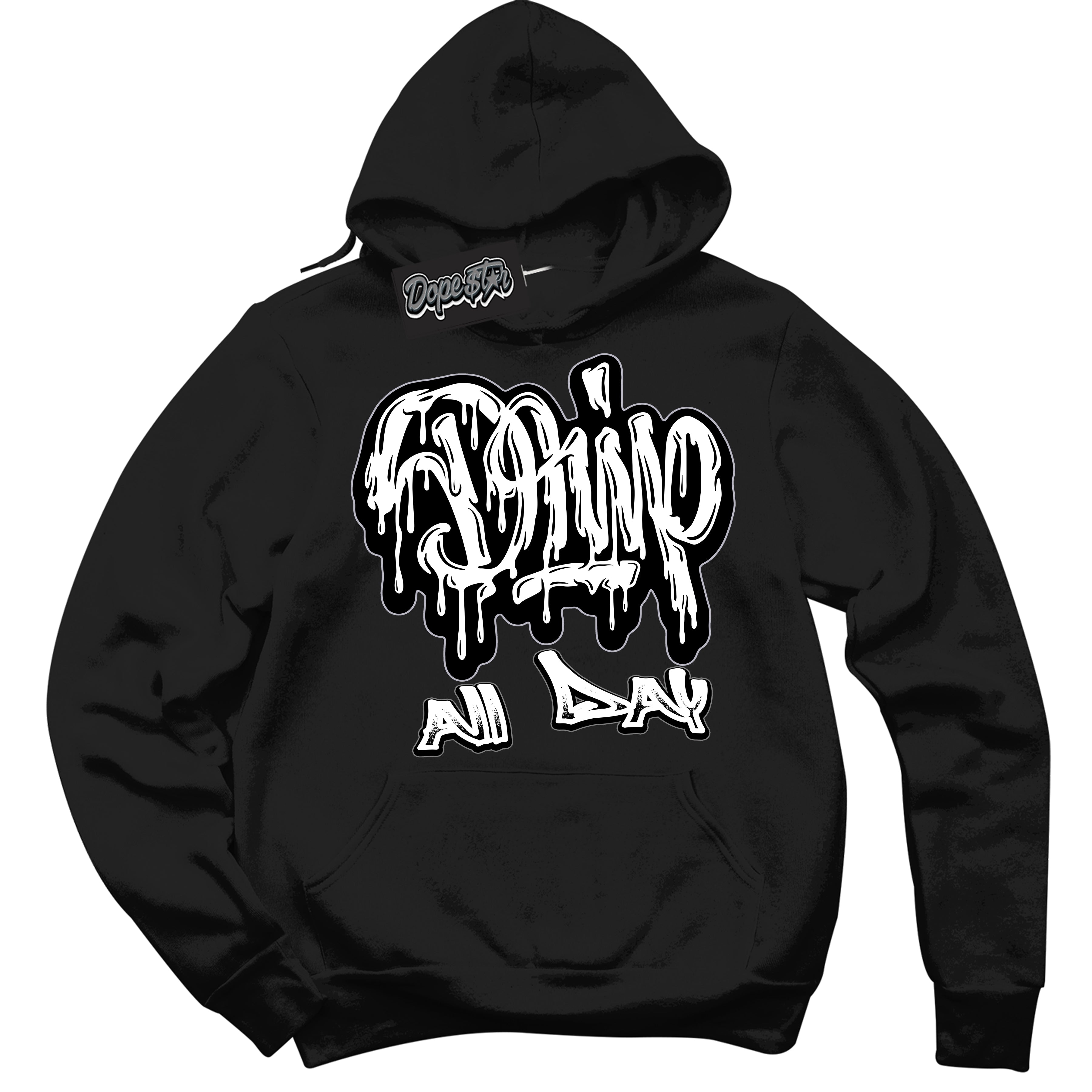 Cool Black Hoodie with “ Drip All Day ”  design that Perfectly Matches OG Barons 1s Jordans.
