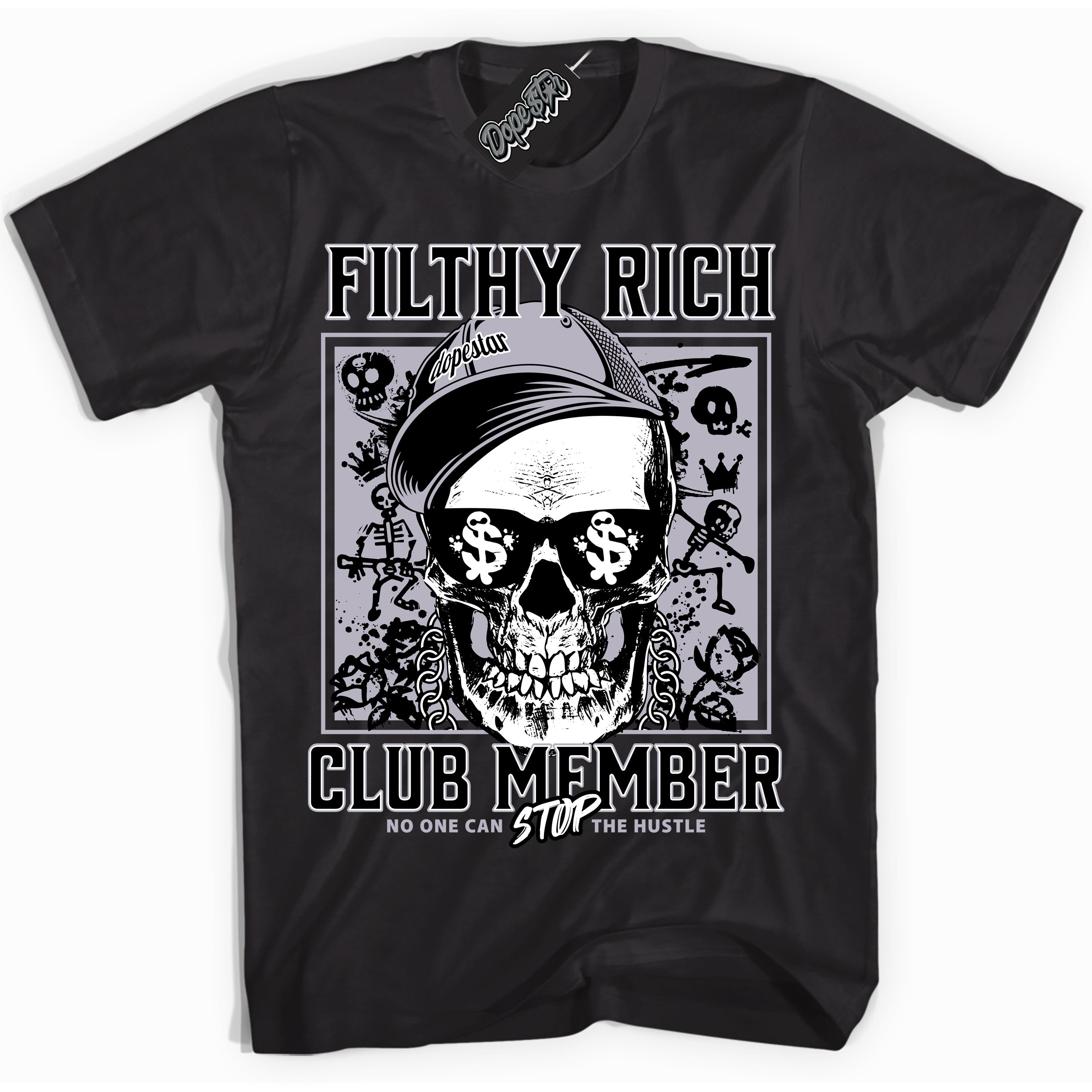 Cool Black Shirt with “ Filthy Rich ” design that perfectly matches OG Barons 1s Jordans.
