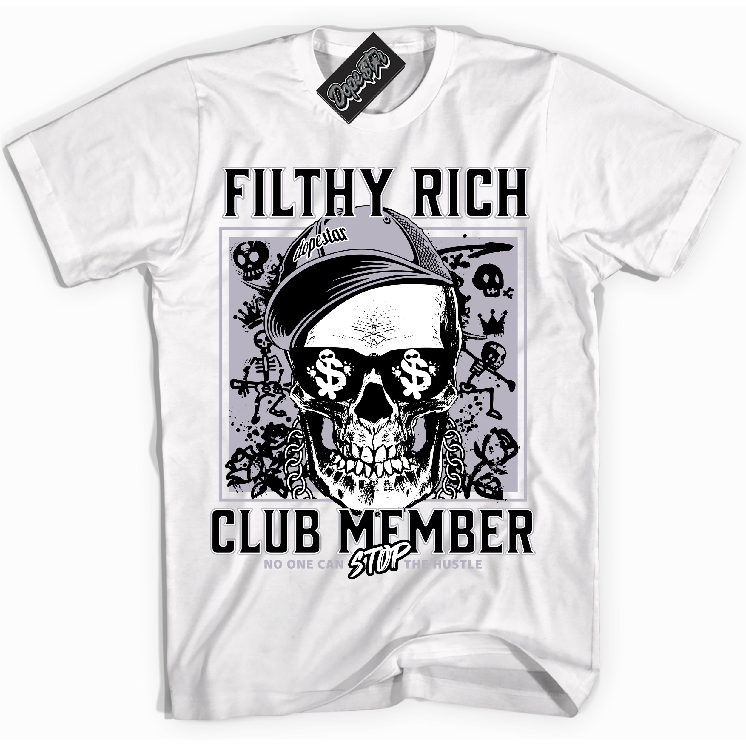 Cool White Shirt with “ Filthy Rich ” design that perfectly matches OG Barons 1s Jordans.
