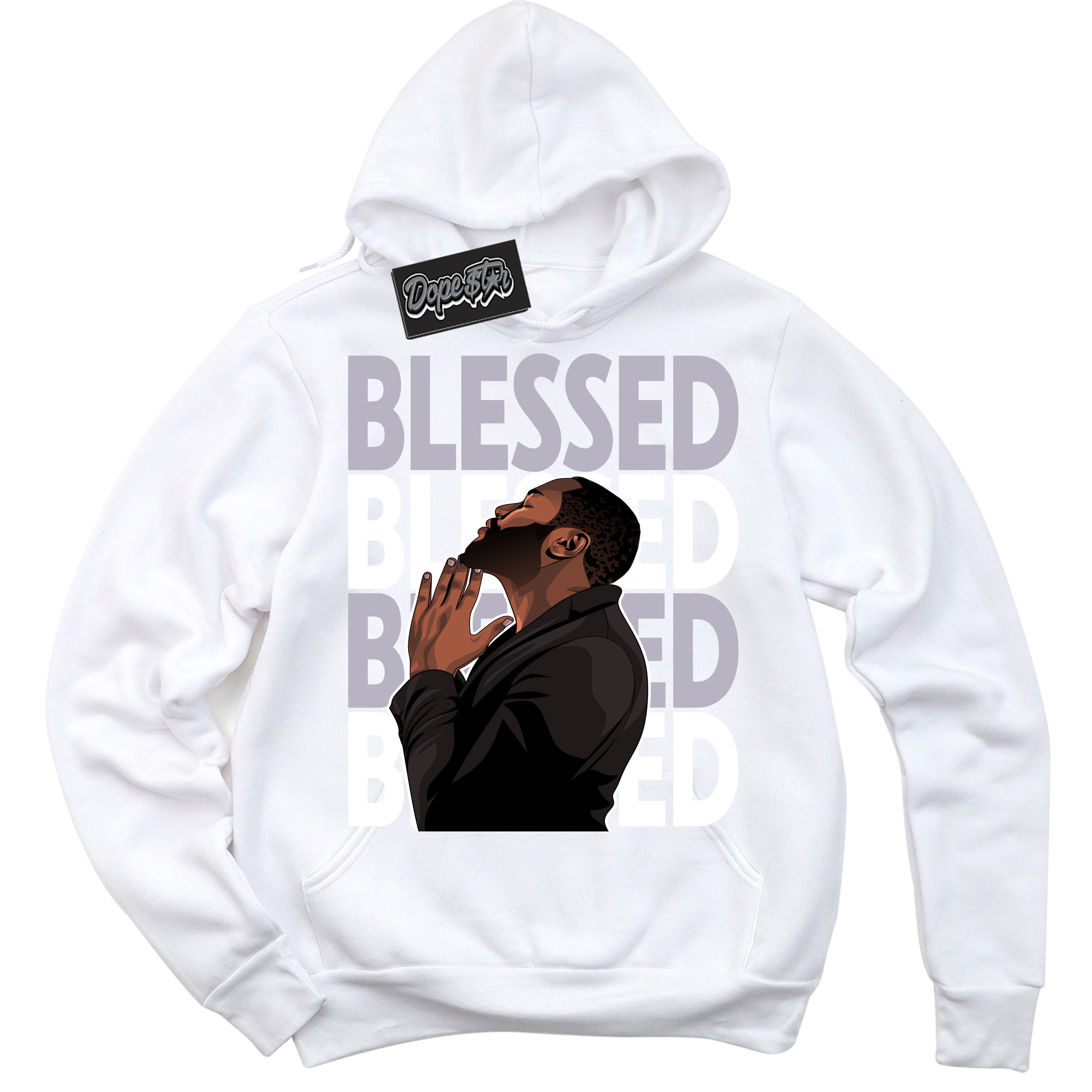 Cool White Hoodie with “ God Blessed ”  design that Perfectly Matches OG Barons 1s Jordans.
