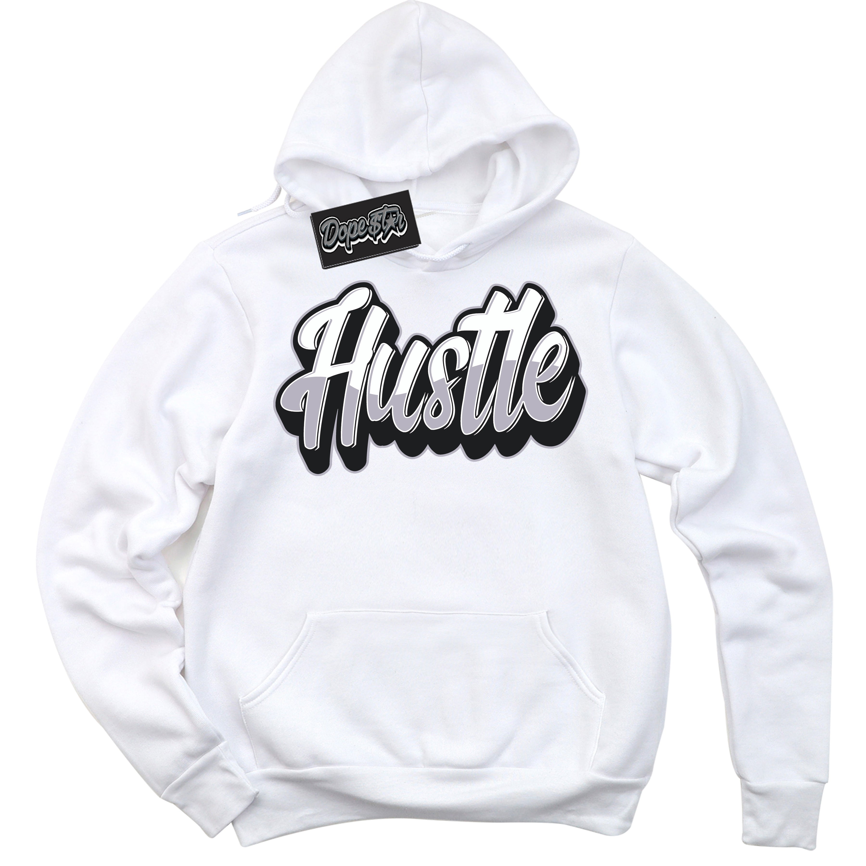 Cool White Hoodie with “ Hustle ”  design that Perfectly Matches OG Barons 1s Jordans.
