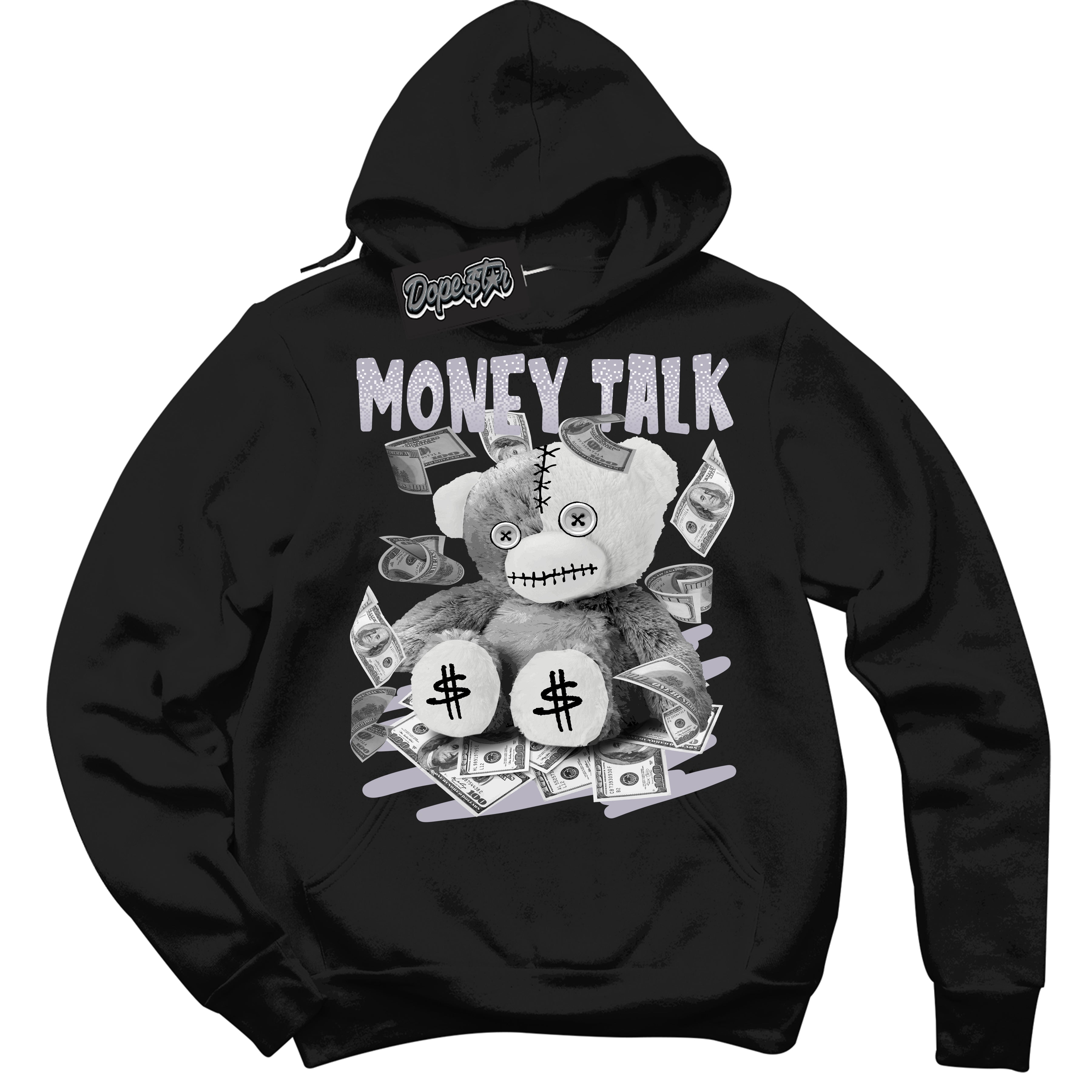 Cool Black Hoodie with “ Money Talk Bear ”  design that Perfectly Matches OG Barons 1s Jordans.
