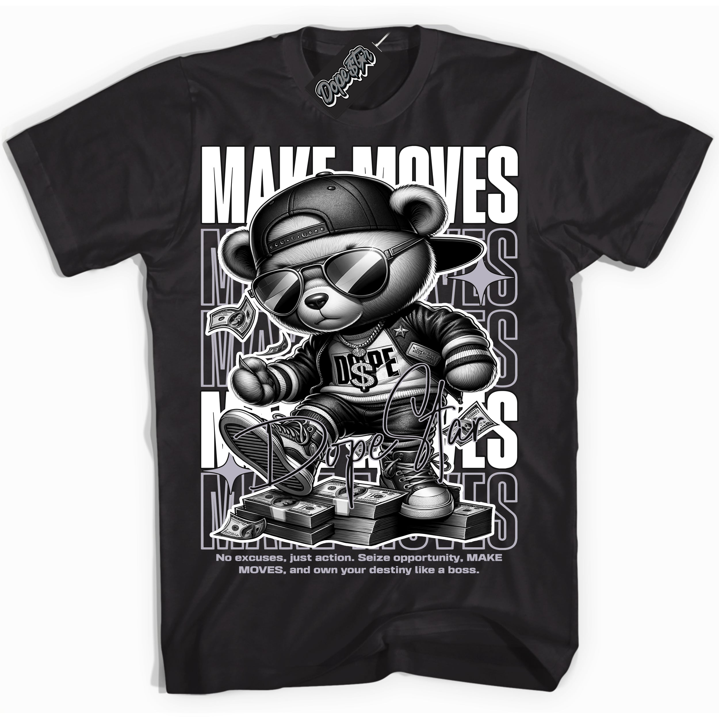 Cool Black Shirt with “ Make Moves ” design that perfectly matches OG Barons 1s Jordans.
