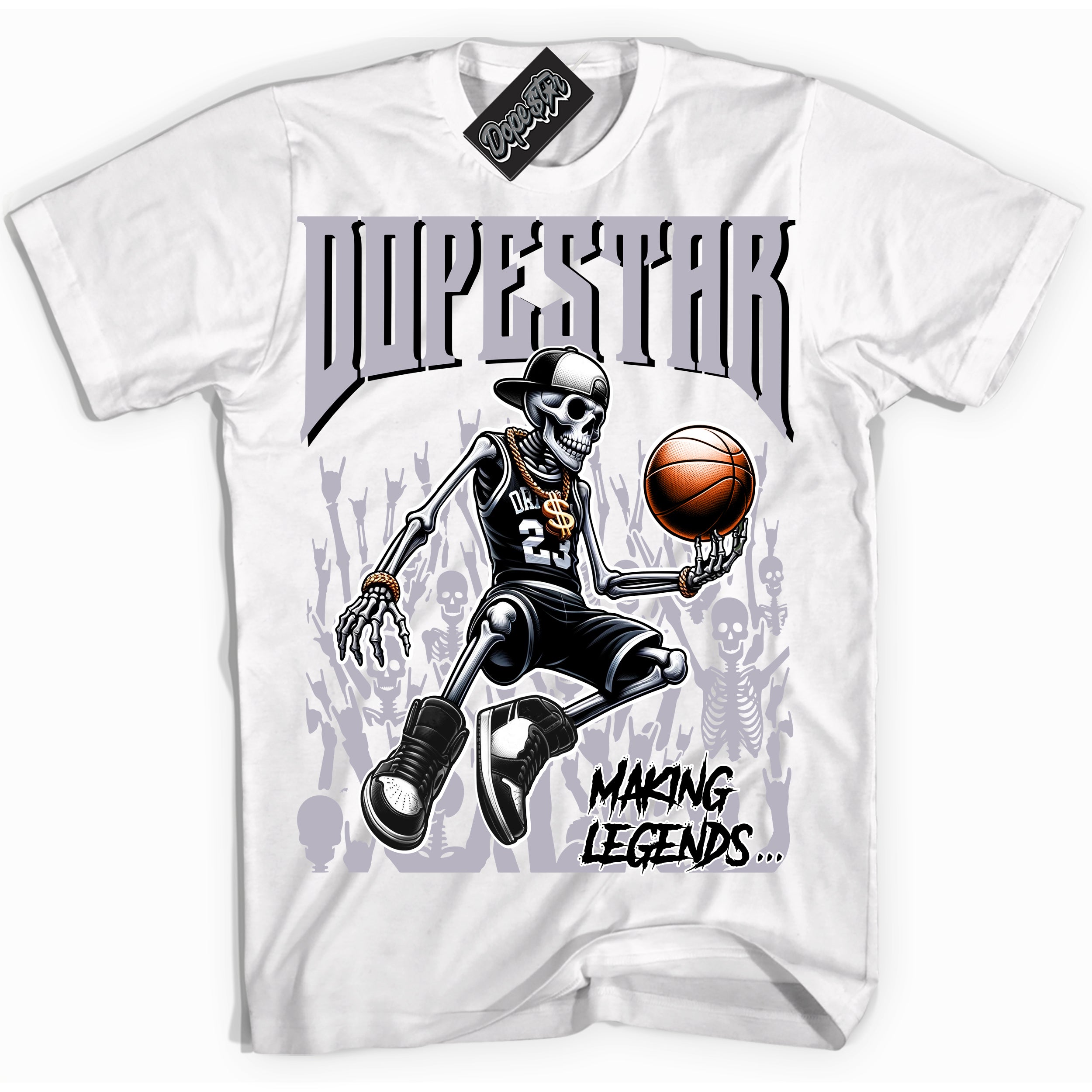 Cool White Shirt with “ Making Legends ” design that perfectly matches OG Barons 1s Jordans.
