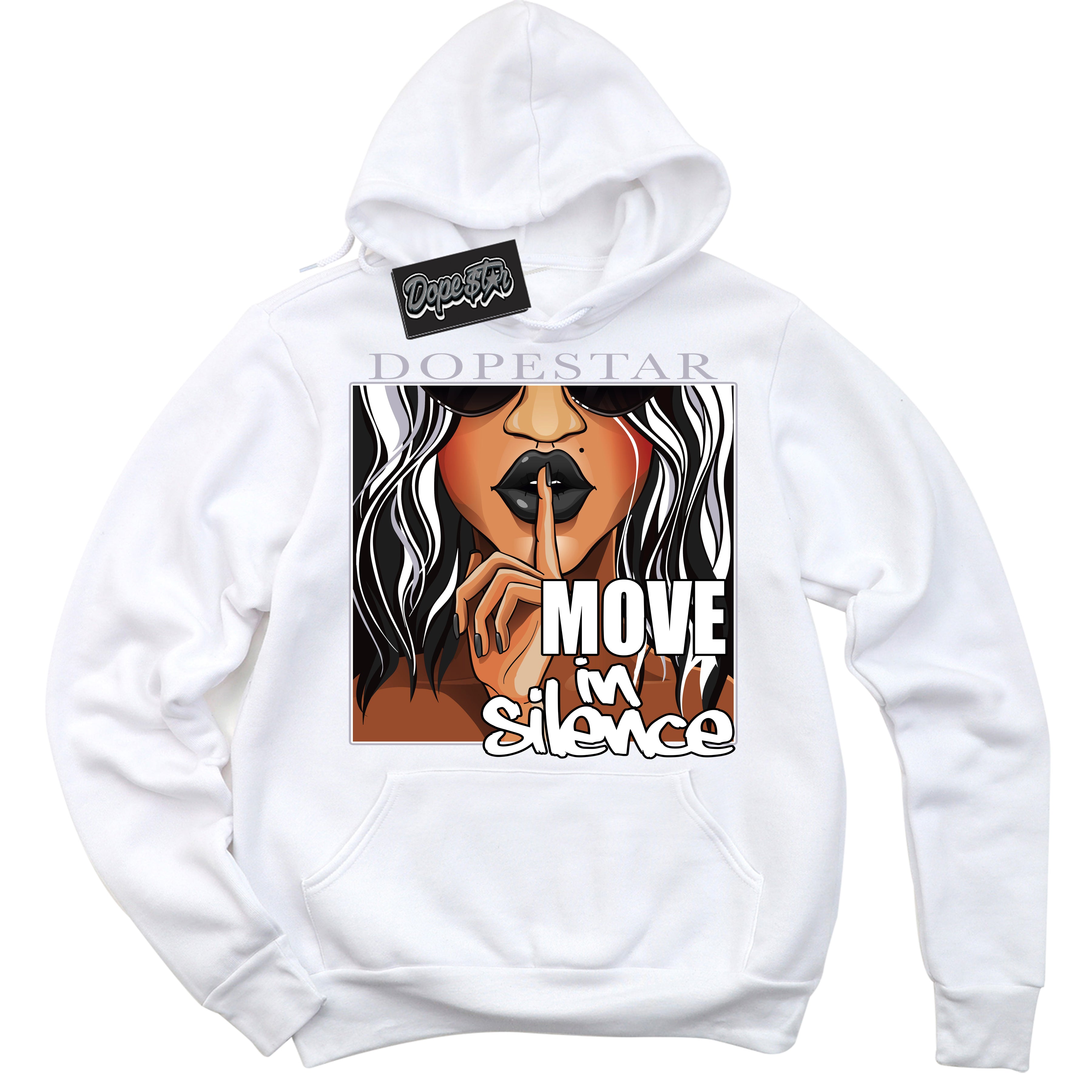 Cool White Hoodie with “ Move In Silence ”  design that Perfectly Matches OG Barons 1s Jordans.
