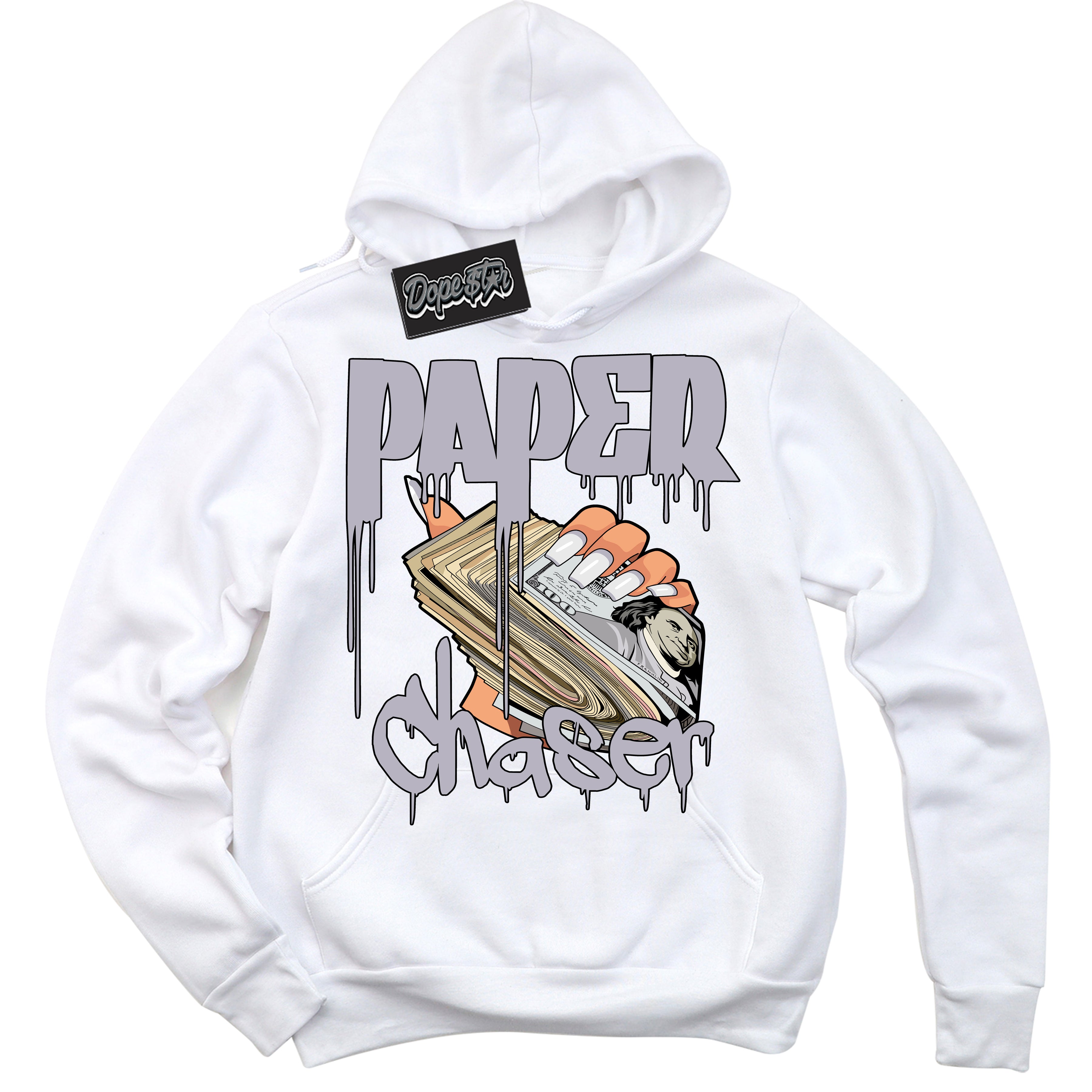 Cool White Hoodie with “ Paper Chaser ”  design that Perfectly Matches OG Barons 1s Jordans.
