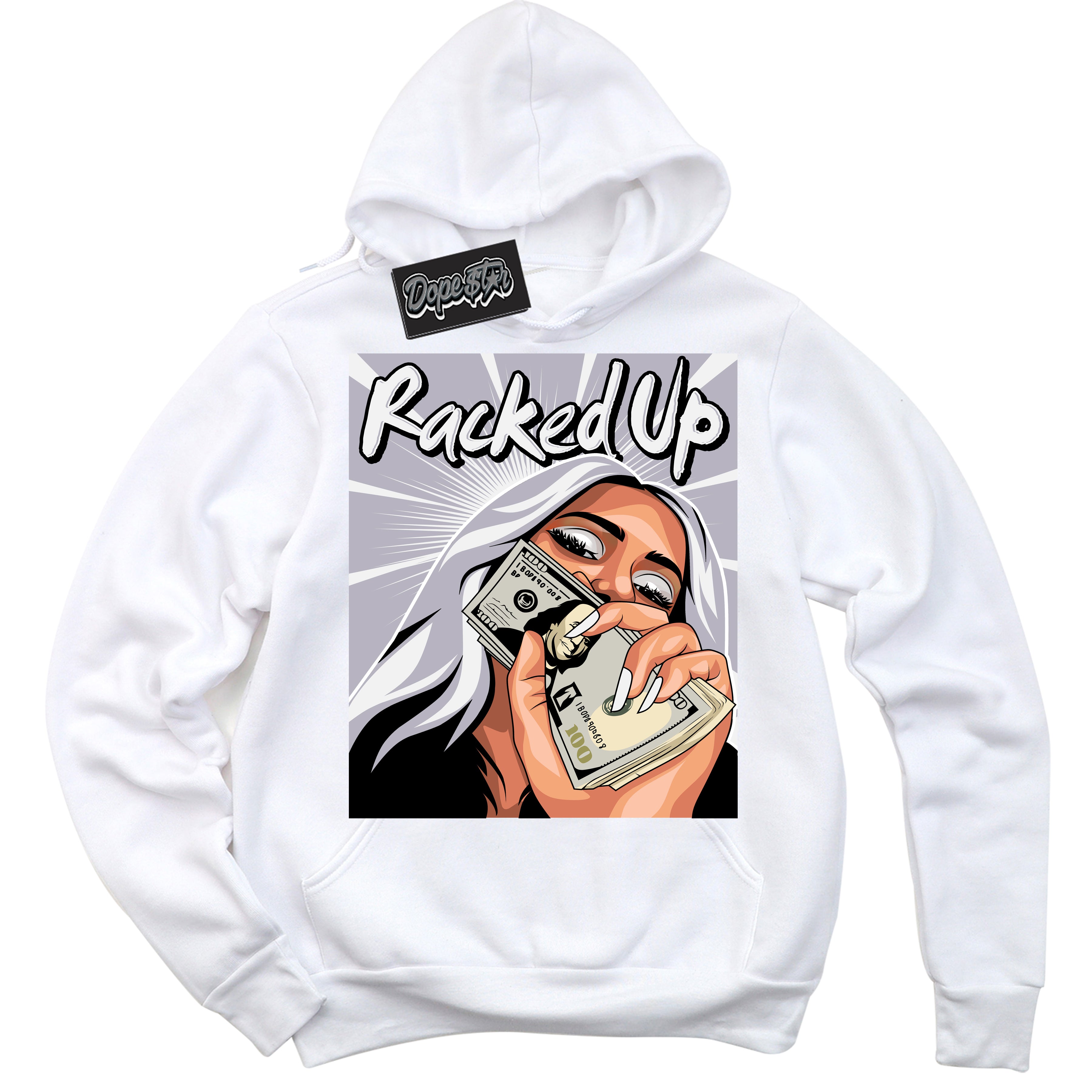 Cool White Hoodie with “ Racked Up ”  design that Perfectly Matches OG Barons 1s Jordans.