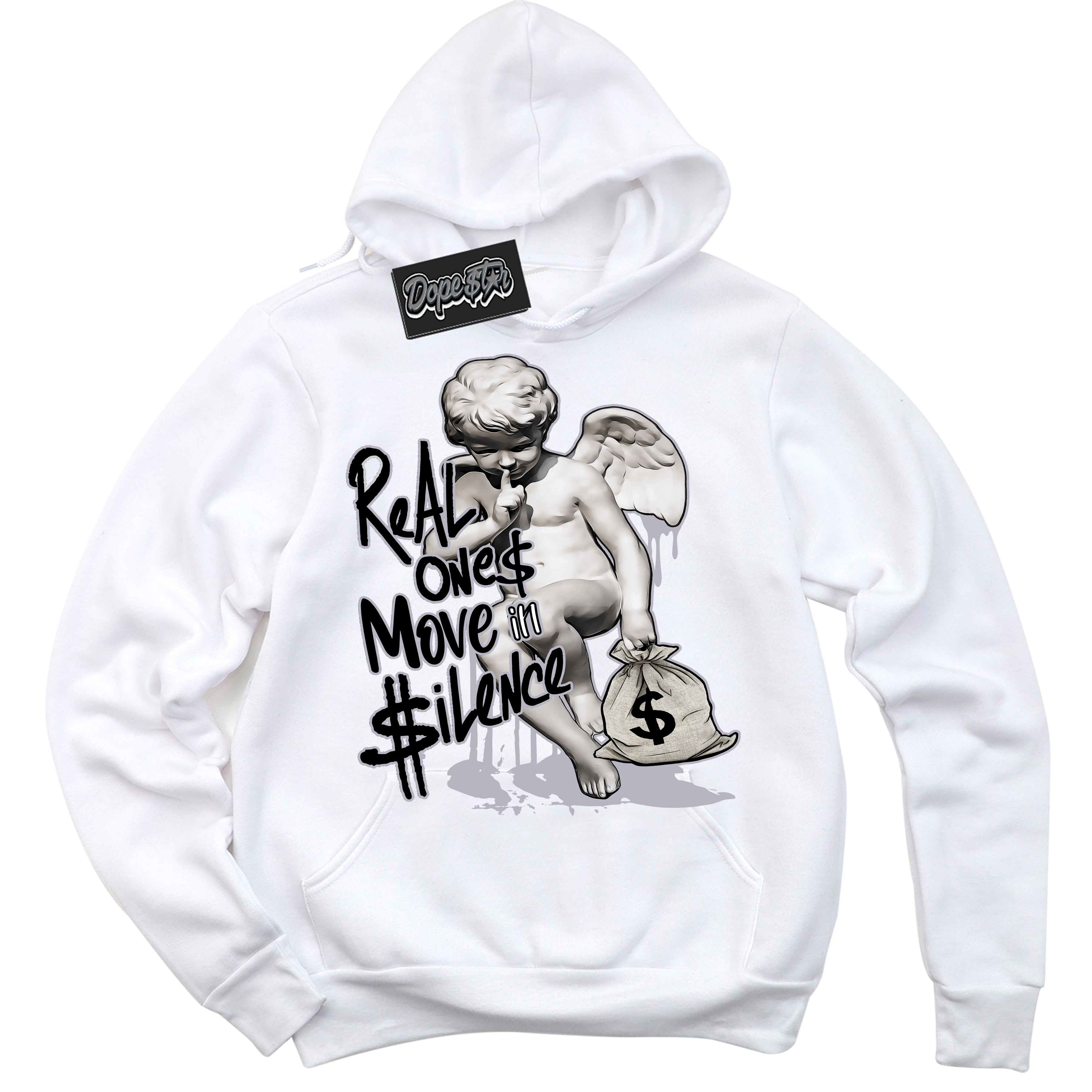 Cool White Hoodie with “ Real Ones Cherub ”  design that Perfectly Matches OG Barons 1s Jordans.
