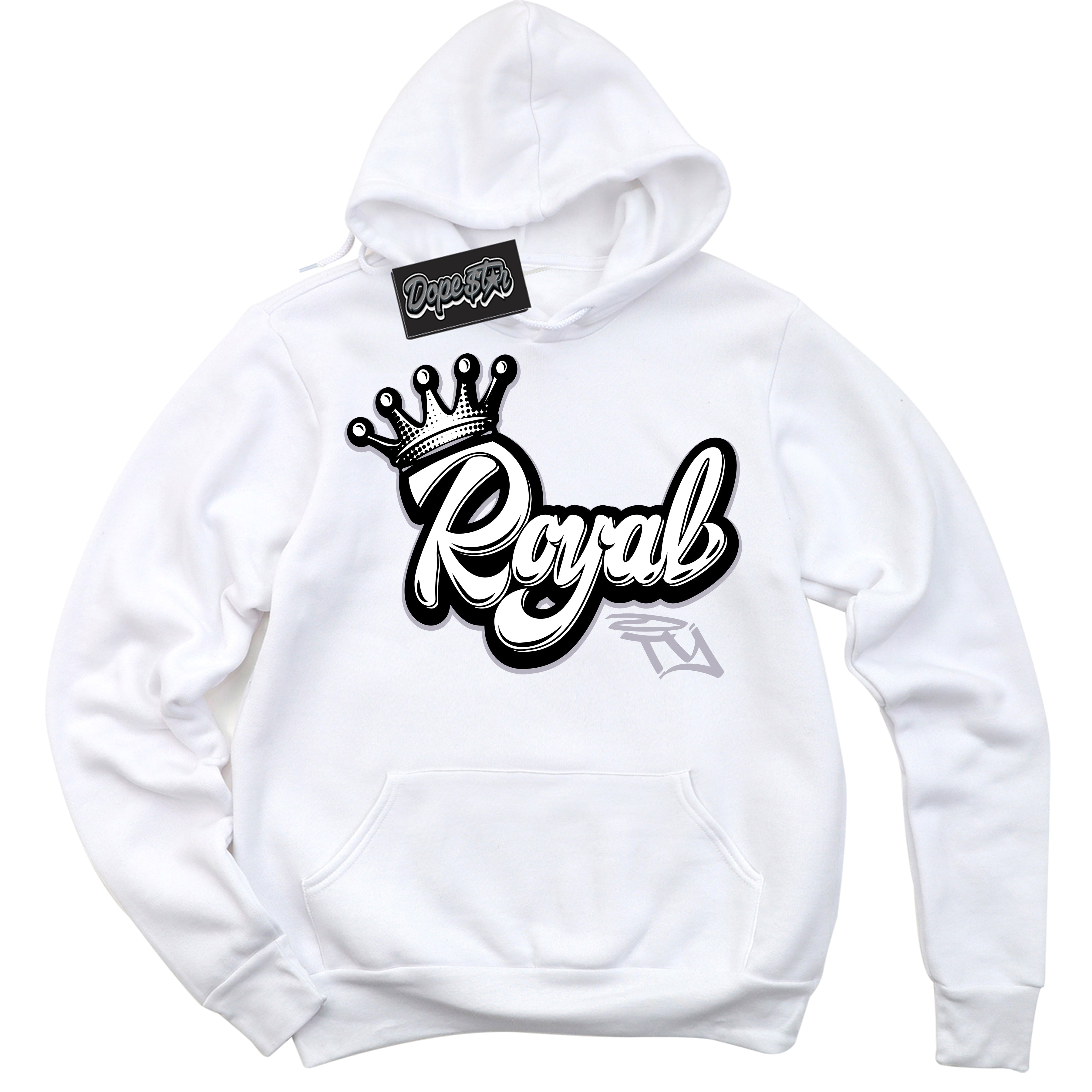 Cool White Hoodie with “ Royalty ”  design that Perfectly Matches OG Barons 1s Jordans.
