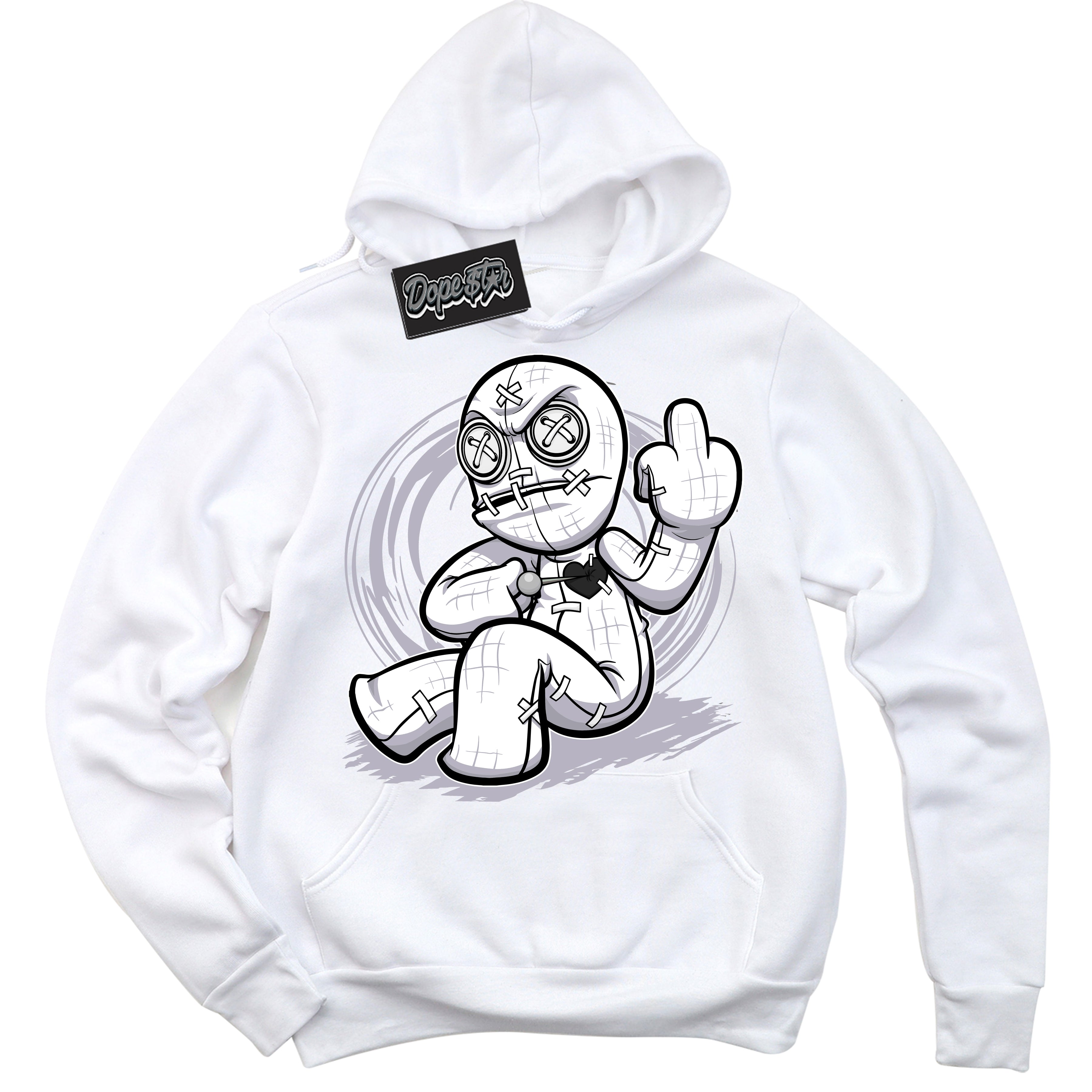 Cool White Hoodie with “ Voodoo Doll ”  design that Perfectly Matches OG Barons 1s Jordans.
