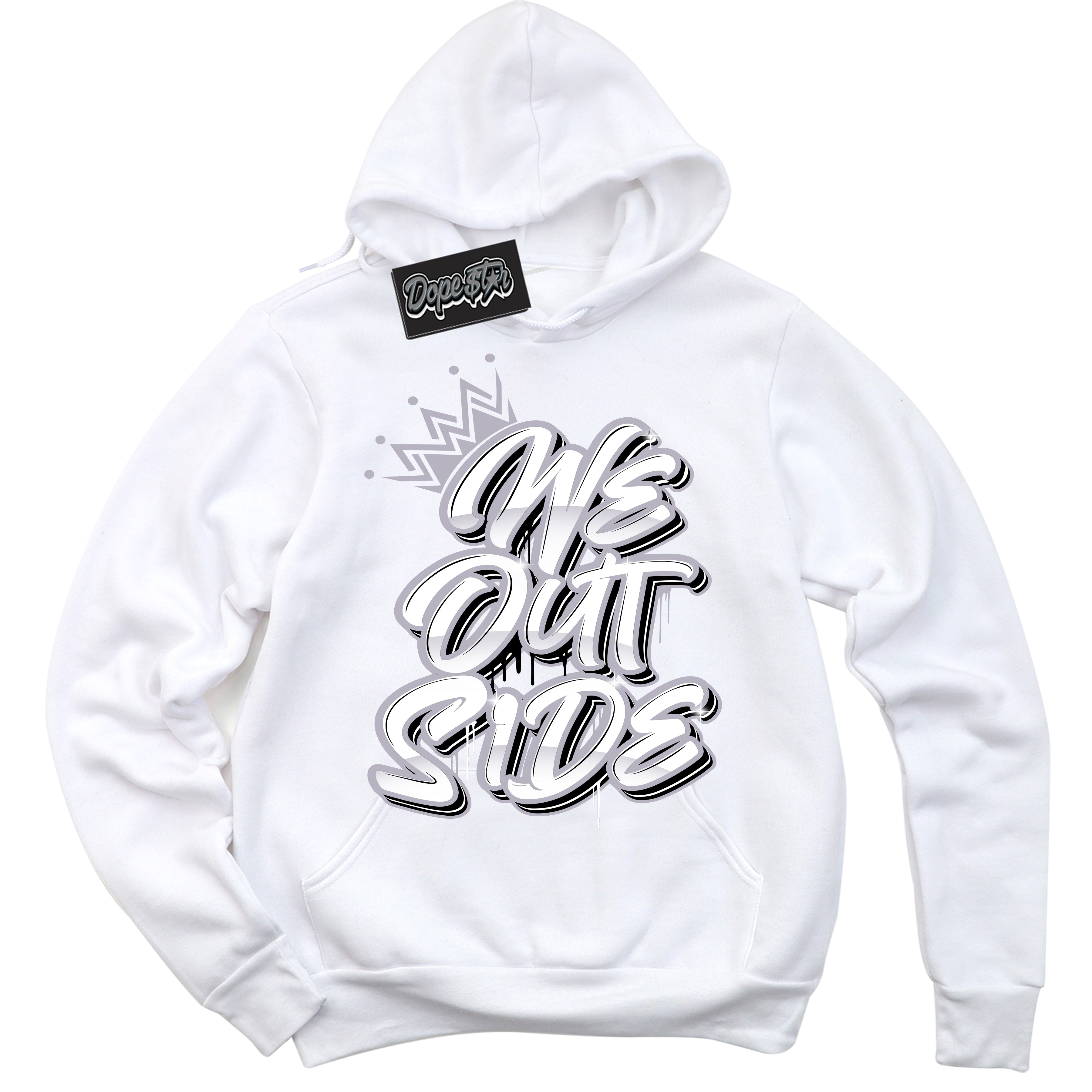 Cool White Hoodie with “ We Outside ”  design that Perfectly Matches OG Barons 1s Jordans.
